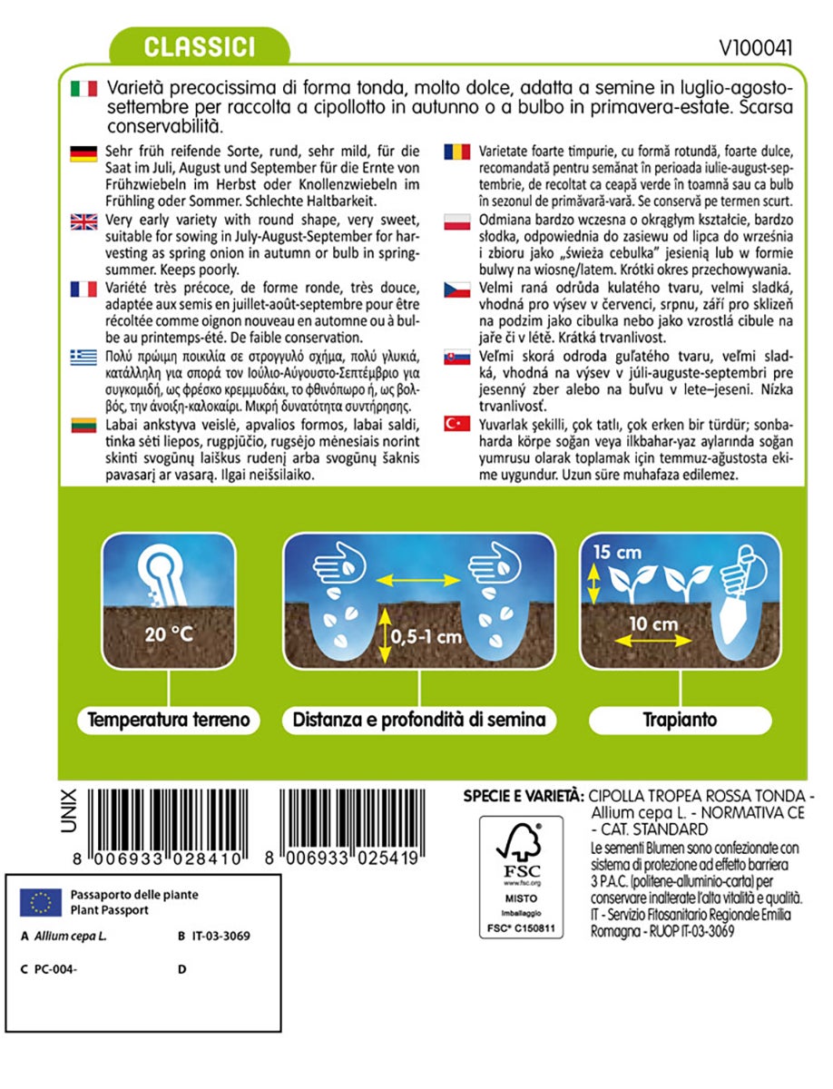 Semi di cipolla rossa dolce di tropea BLUMEN 18 g - 2