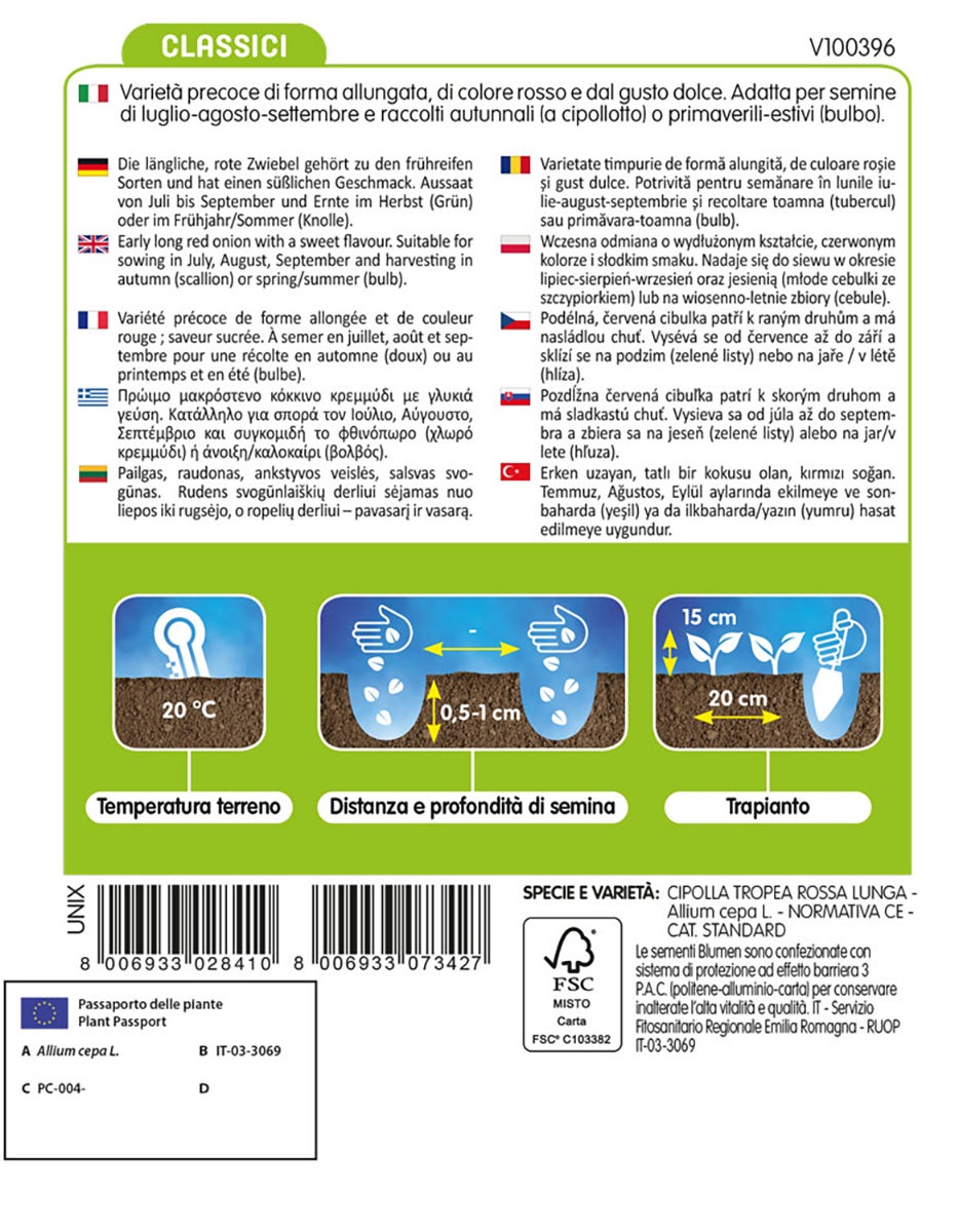 Semi per orto di cipolla rossa lunga di Tropea BLUMEN 20 g - 2