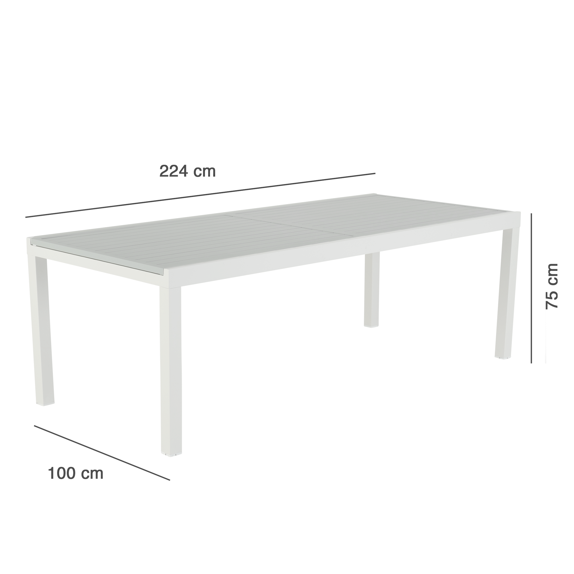 Mesa de jardín extensible NATERIAL Athena de aluminio blanco 224/336x75x100 cm - 2