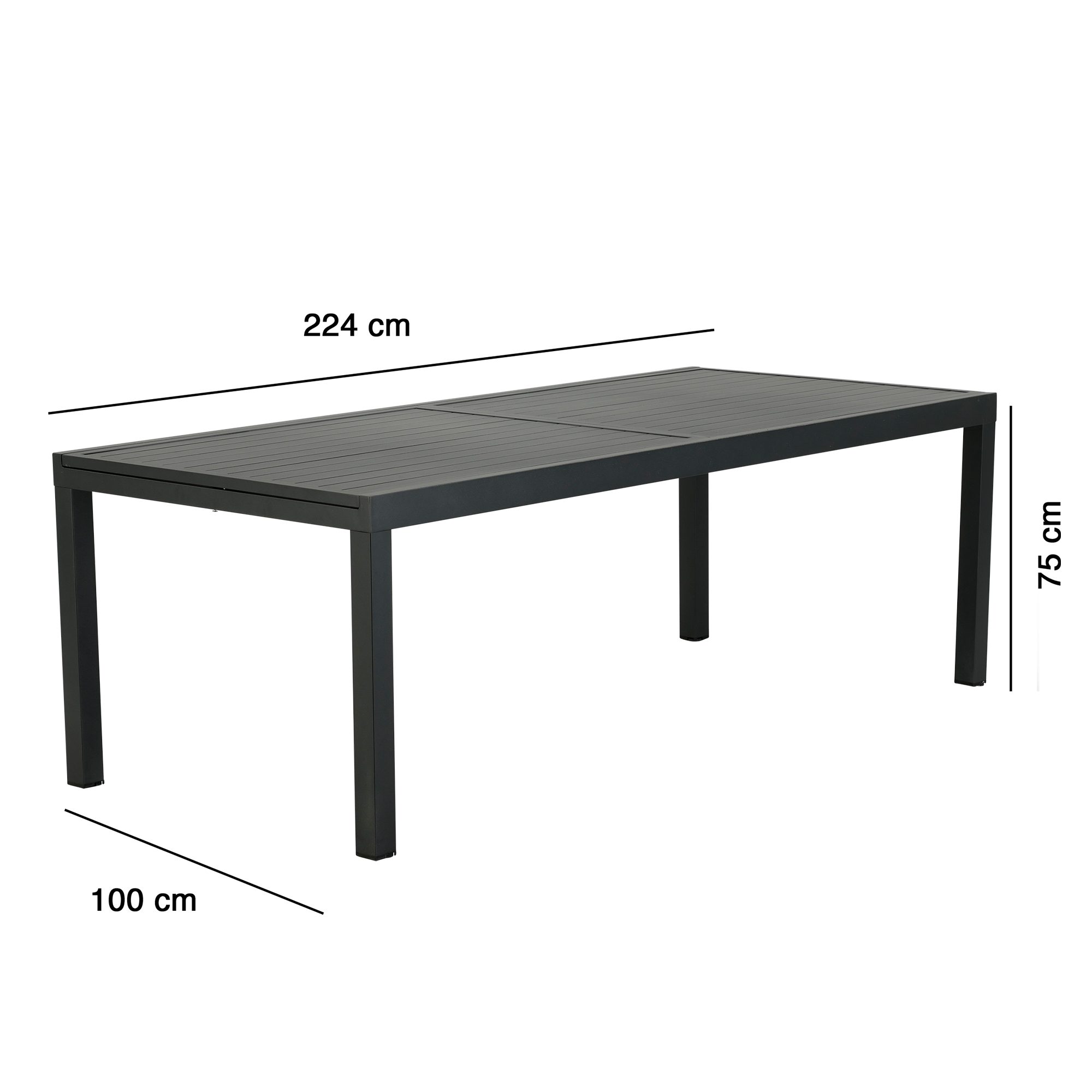 Tavolo da giardino allungabile Athena NATERIAL in alluminio grigio per 8 persone 224/336x100cm - 11