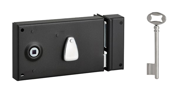 Serrure en applique THIRARD, 140 x 80 mm,poignée, horizontal, ouverture à droite
