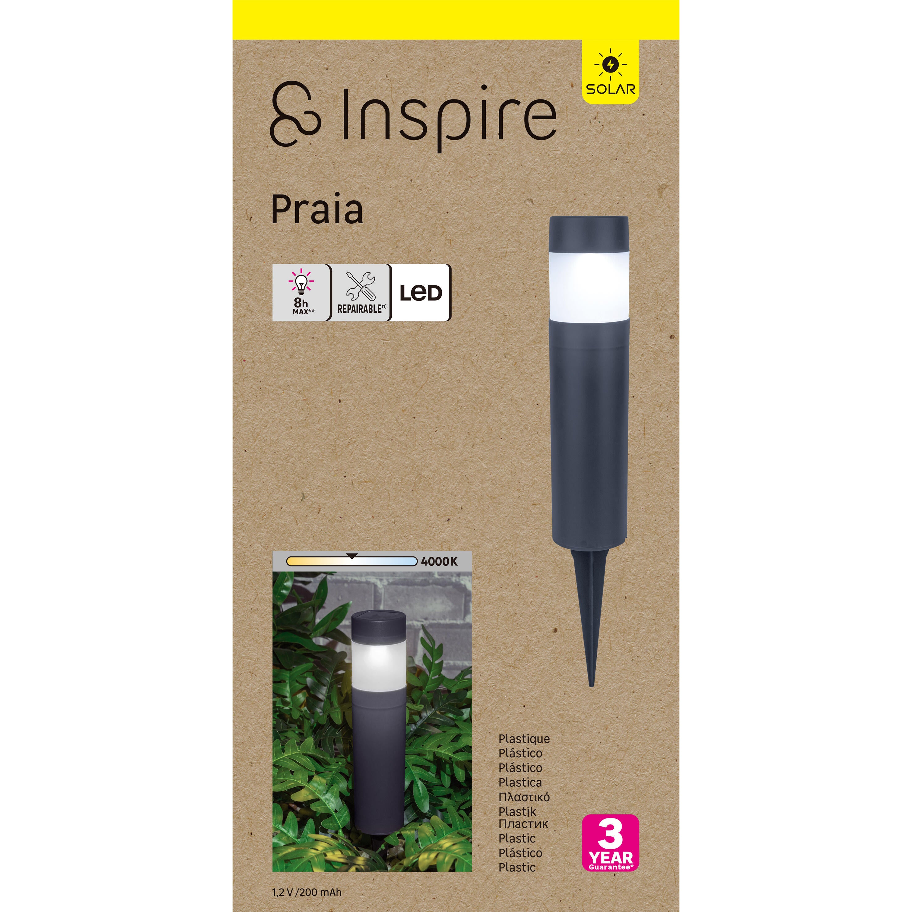 Lot 2 balises solaires à piquer H.39 cm blanc neutre 2 Lumen noir Praia INSPIRE - 9