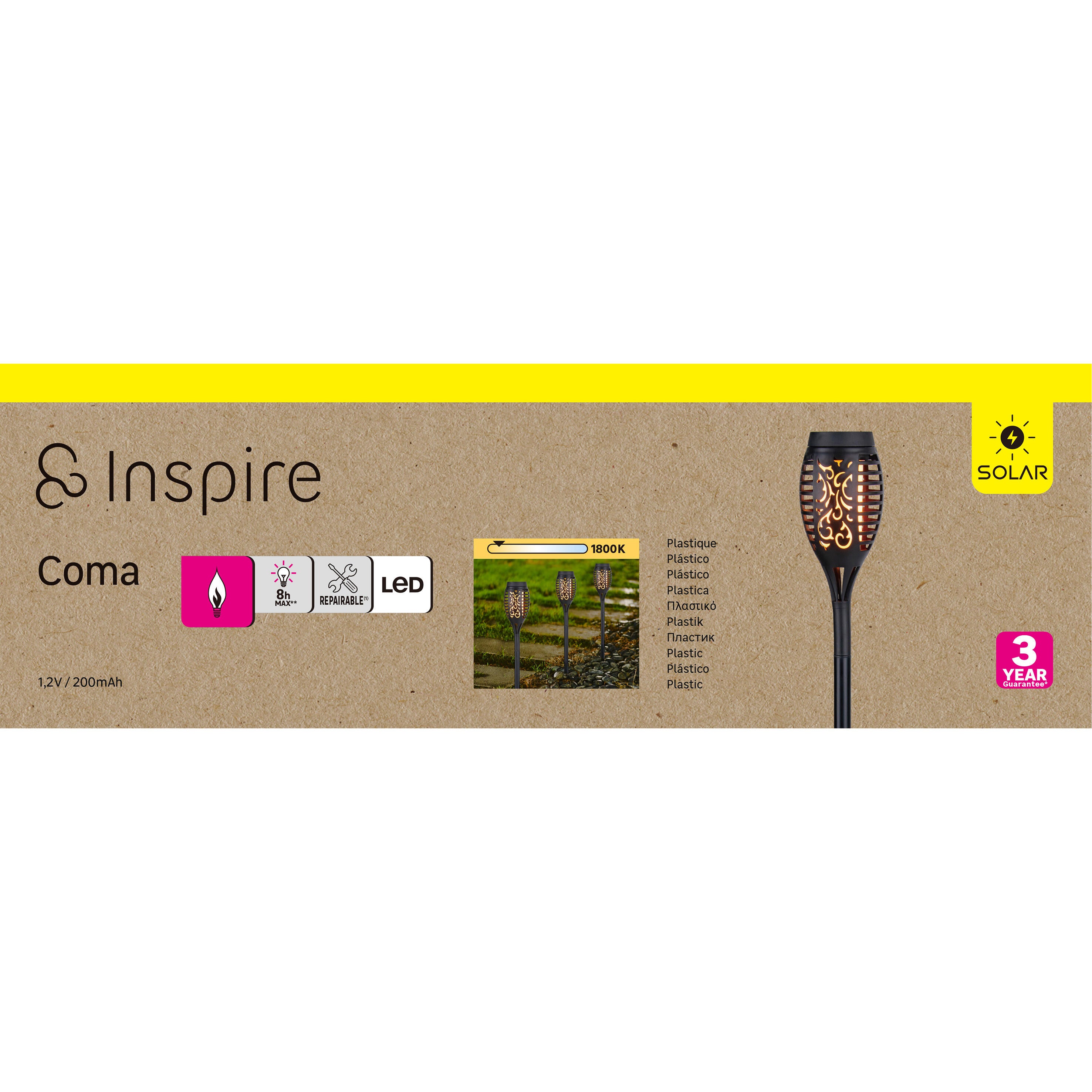 Baliza solarar Coma 1lm 1800K ip44 preto Inspire - 6