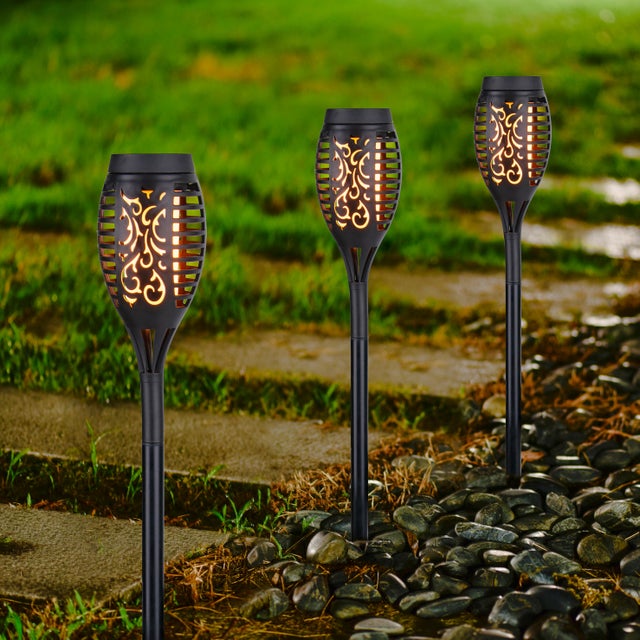 Baliza jardín solar exterior LED negro INSPIRE Coma IP44 sensor crepuscular