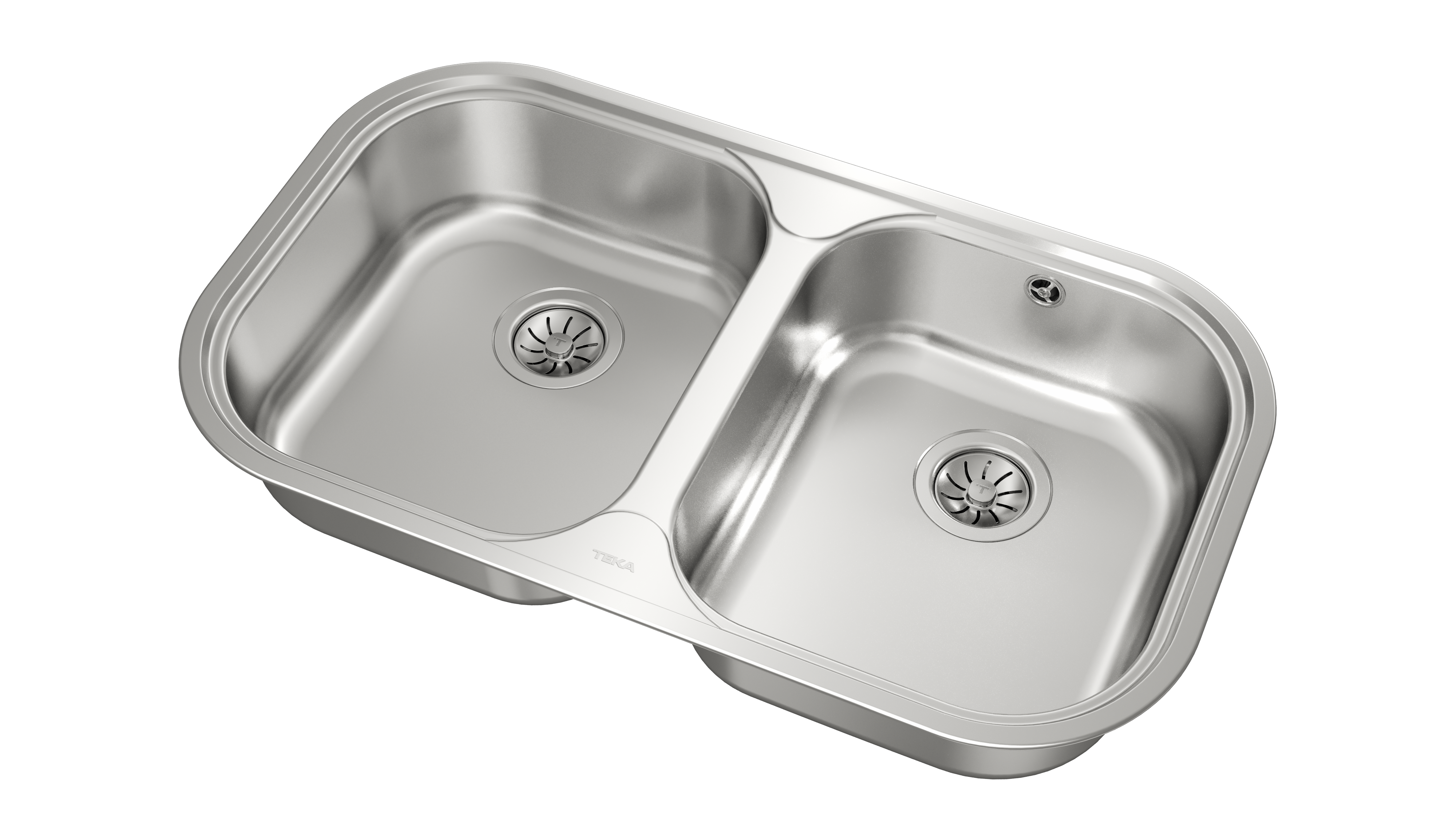 Fregadero 2 senos de acero inox sin orificio teka 48.5 x 83 cm