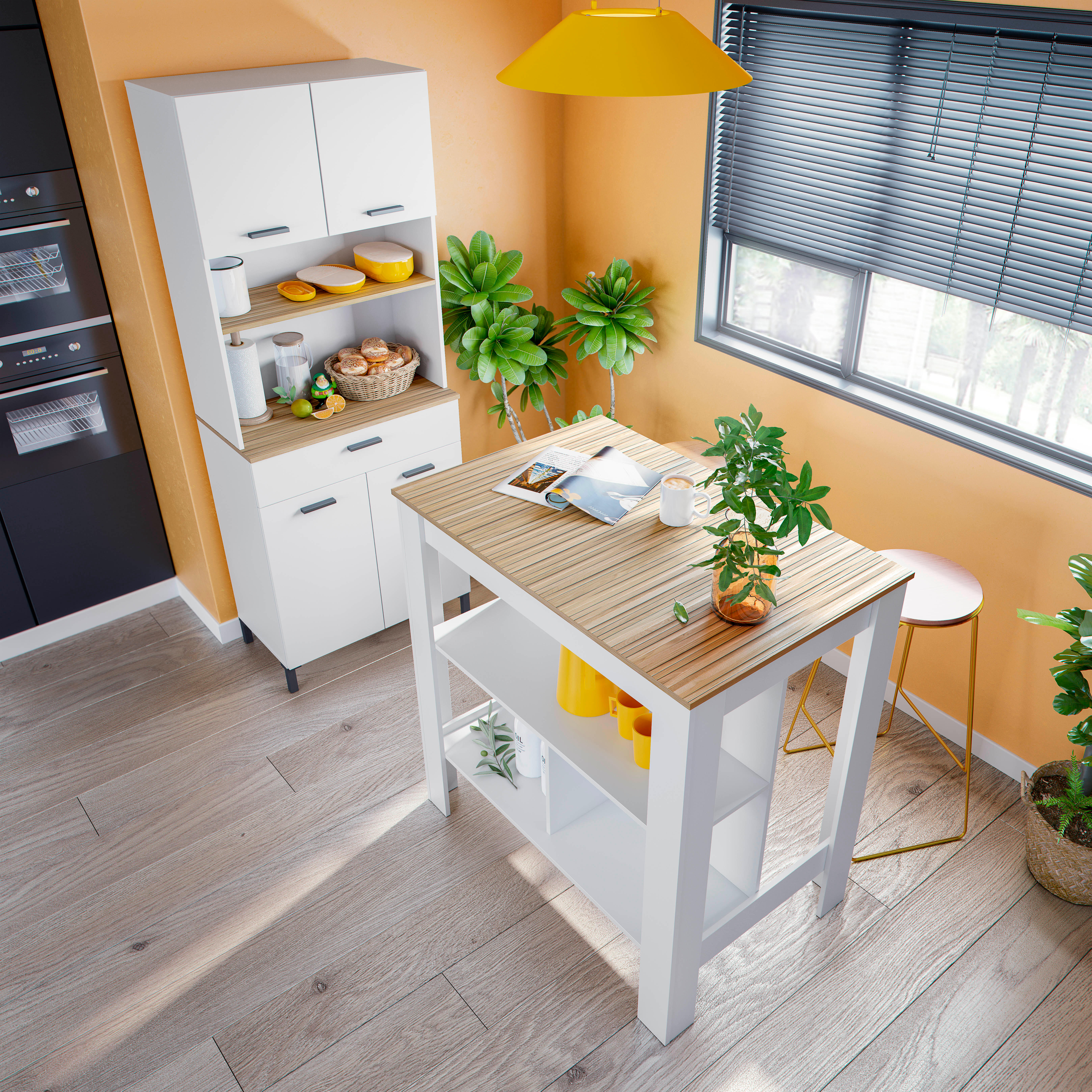 Mueble columna de cocina Kira blanco mate 4 puertas y 1 cajón 72 x 186  cm - 2
