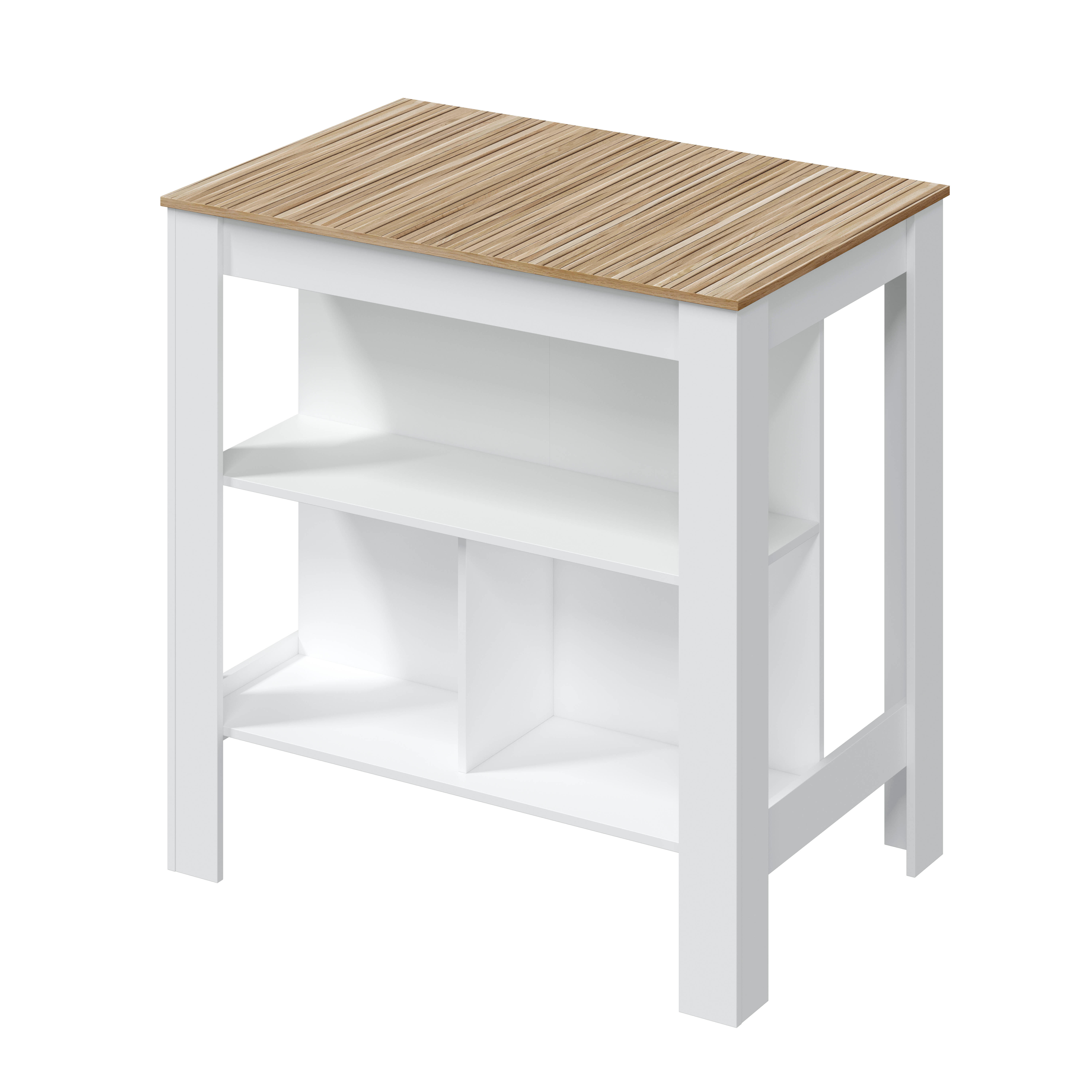 Mesa de cocina fija alta kira con estantería 105x103x67 cm blanco/madera natural