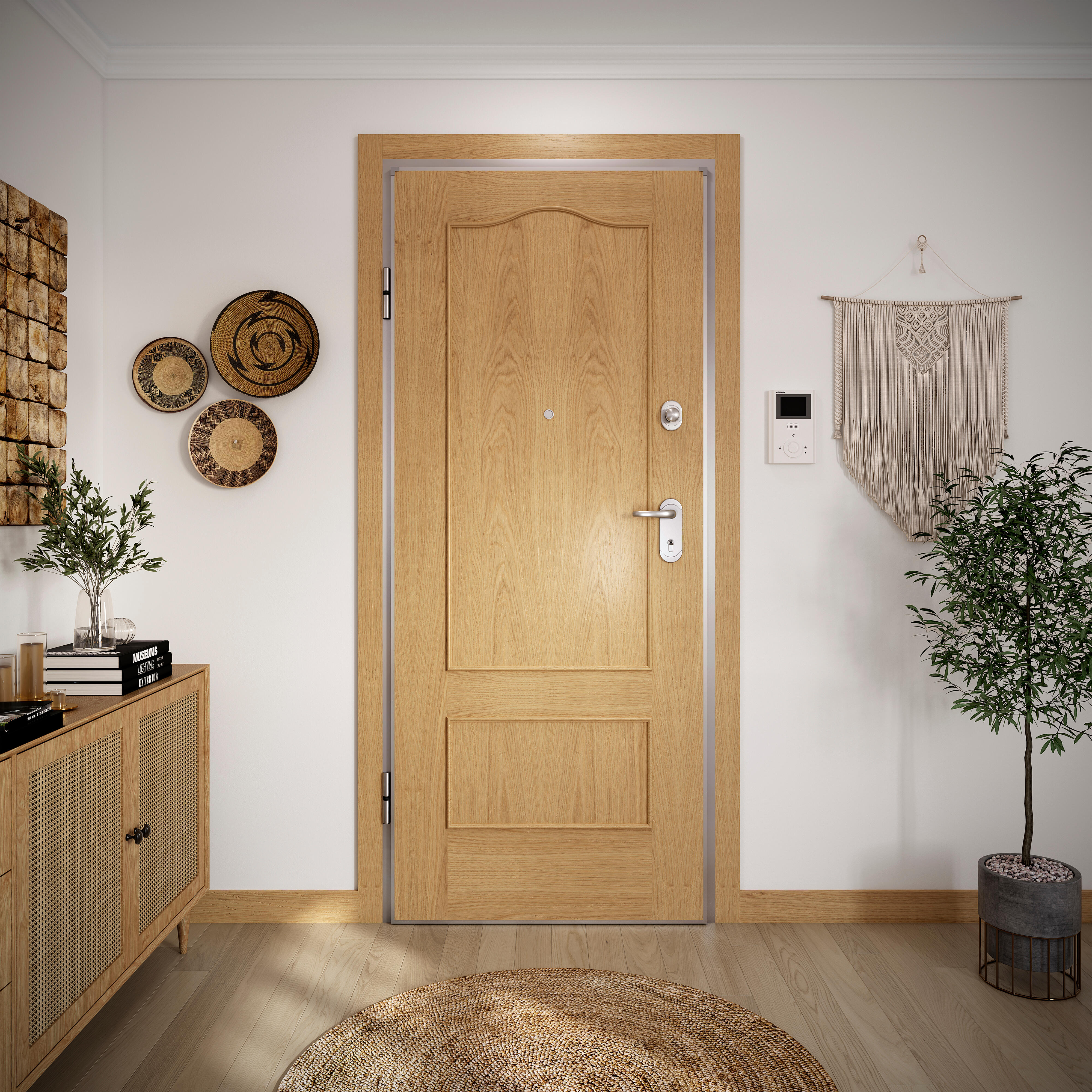 Puerta de entrada acorazada serie omega provenzal sapelly / interior roma provenzal roble apertura izquierda 204x84cm