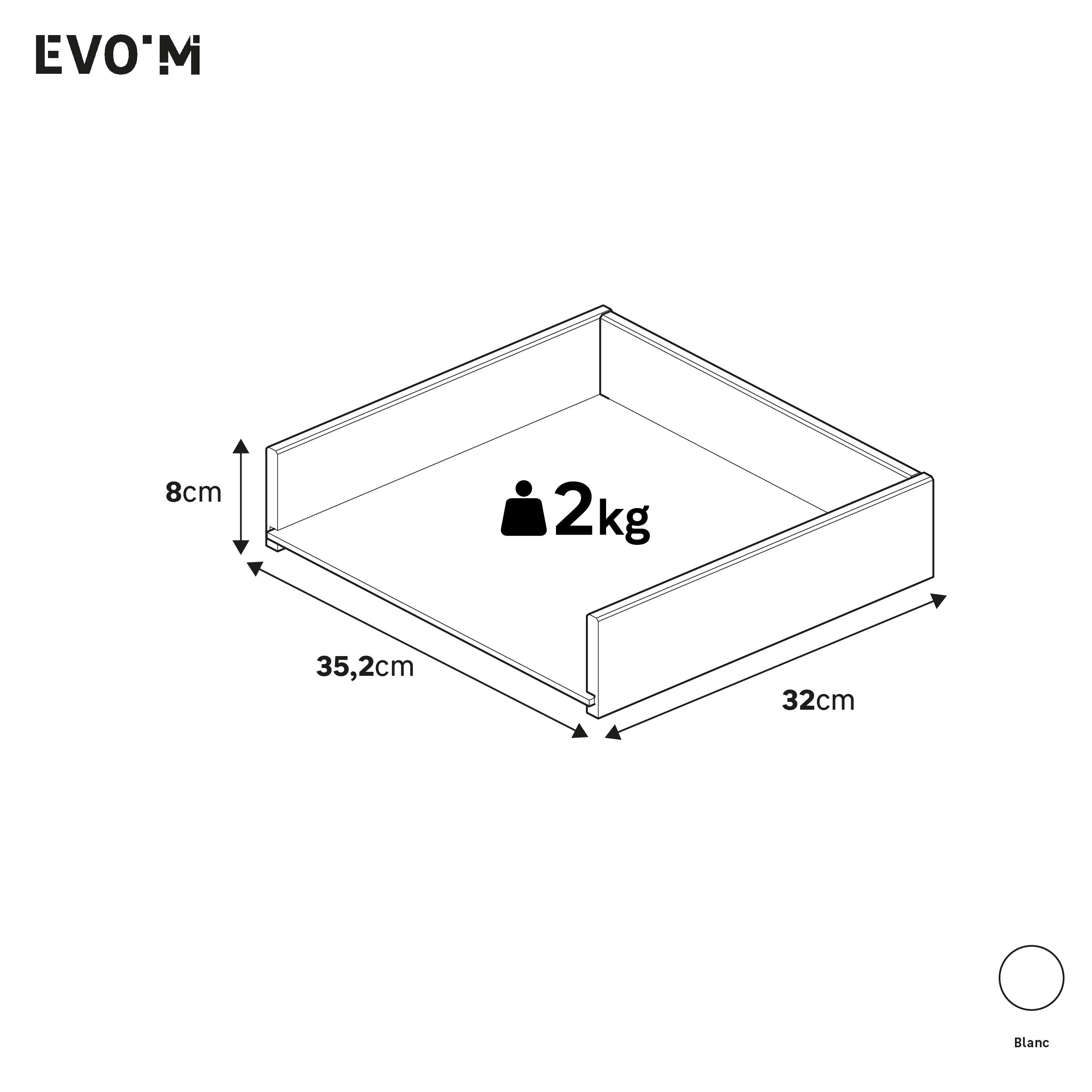 Structure de tiroir blanc H8XL35.2XP32cm pour caisson SPACEO Evo'M L40XP38cm - 2