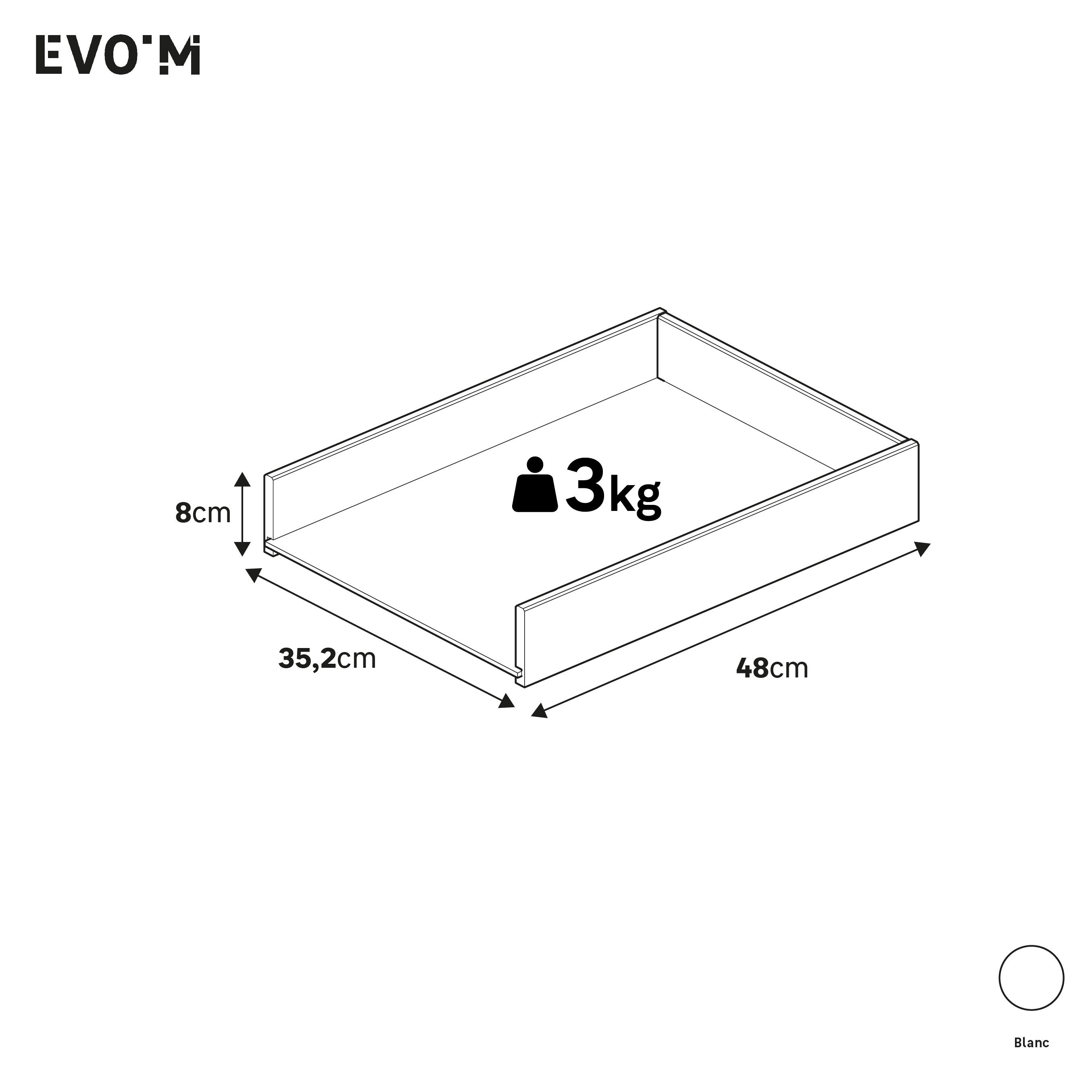 Structure de tiroir blanc H8XL35.2XP48cm pour caisson SPACEO Evo'M L40XP54cm - 2