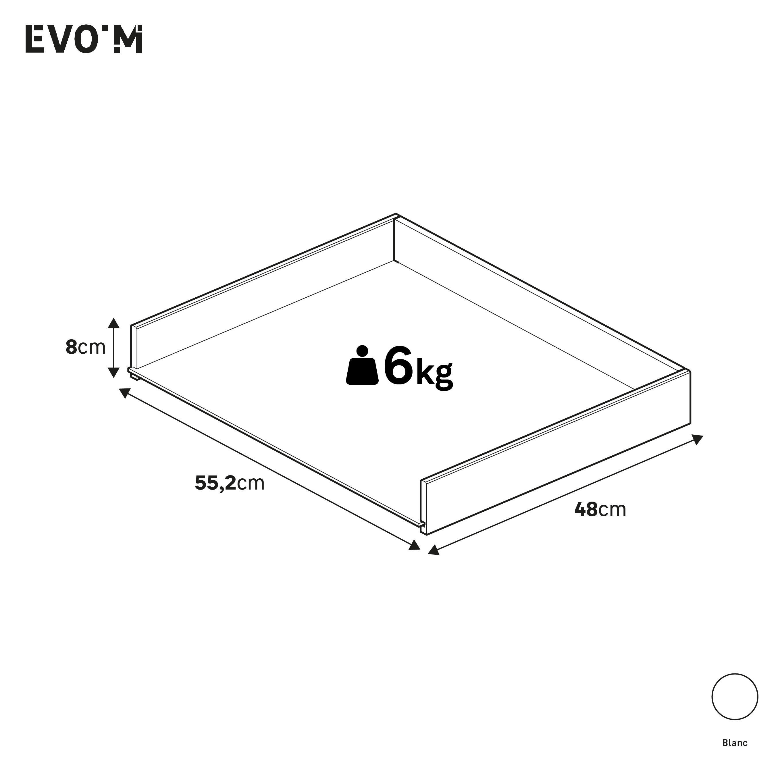 Structure de tiroir blanc H8XL55.2XP48cm pour caisson SPACEO Evo'M L60XP54cm - 2
