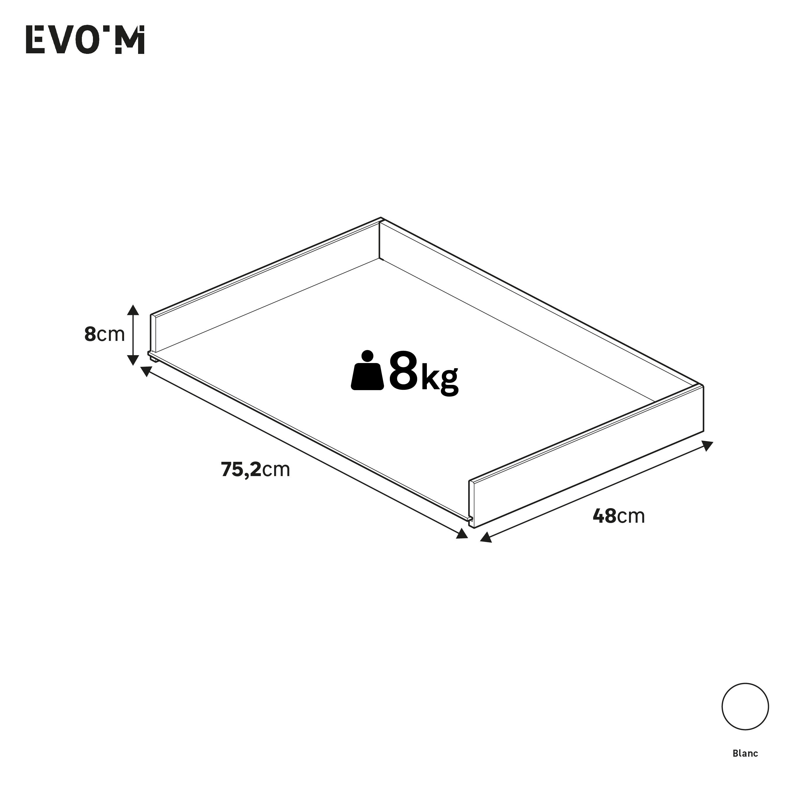 Structure de tiroir blanc H8XL75.2XP48cm pour caisson SPACEO Evo'M L80XP54cm - 2