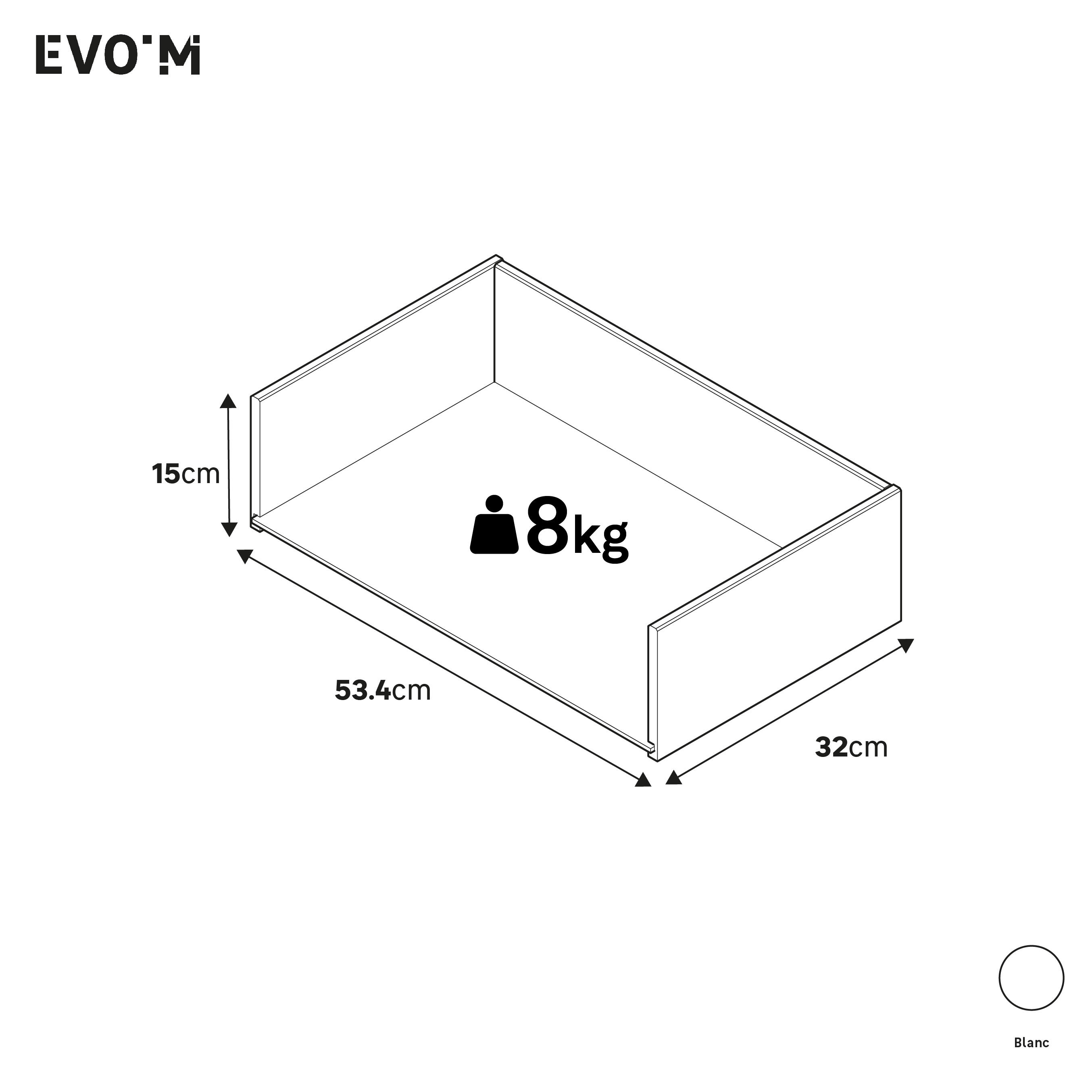 Structure de tiroir blanc H15XL53.4XP32cm pour caisson SPACEO Evo'M L60XP38cm - 2