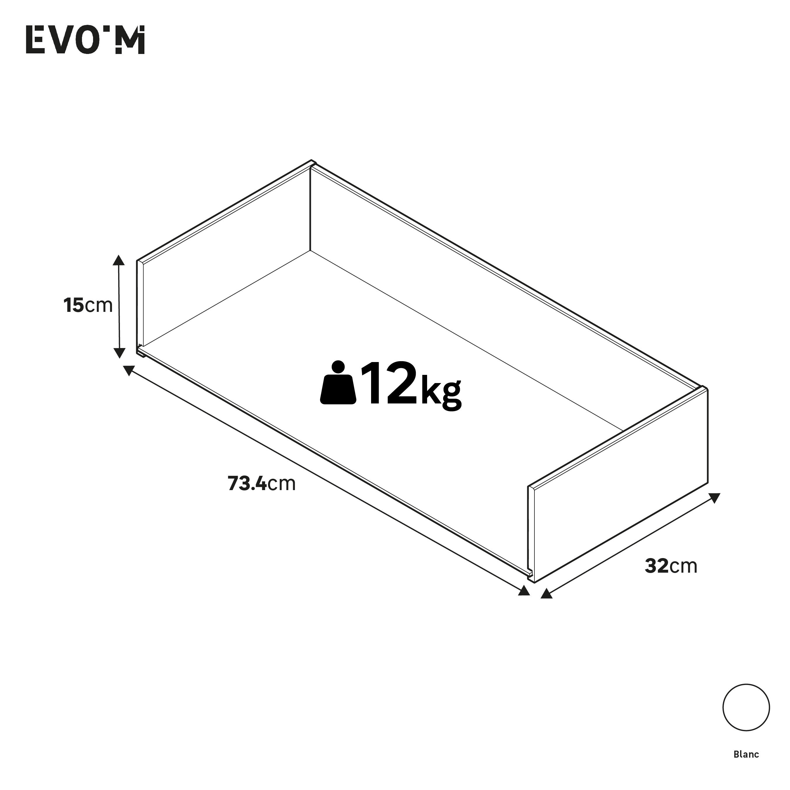 Structure de tiroir blanc H15XL73.4XP32cm pour caisson SPACEO Evo'M L80XP38cm - 3