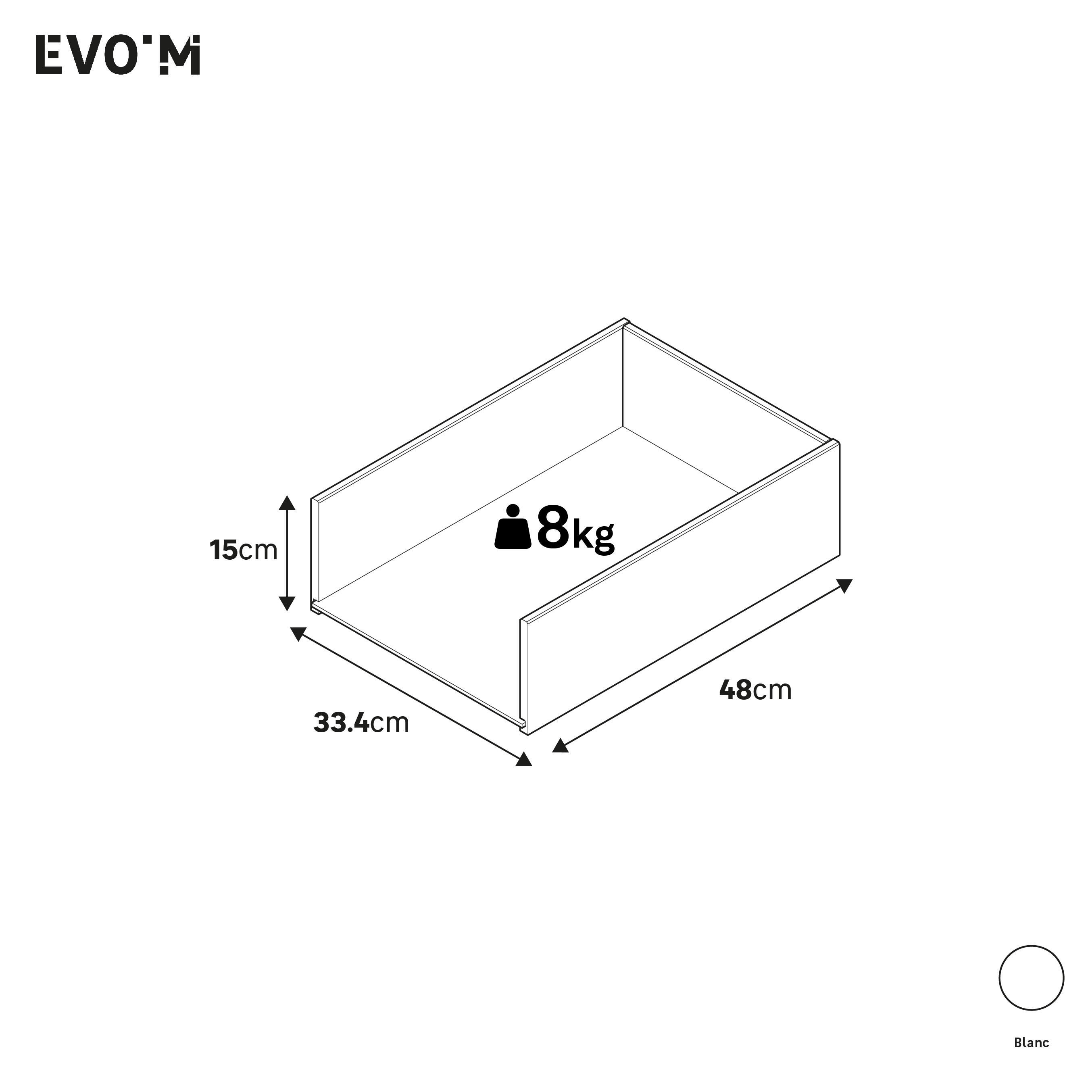 Structure de tiroir blanc H15XL33.4XP48cm pour caisson SPACEO Evo'M L40XP54cm - 2