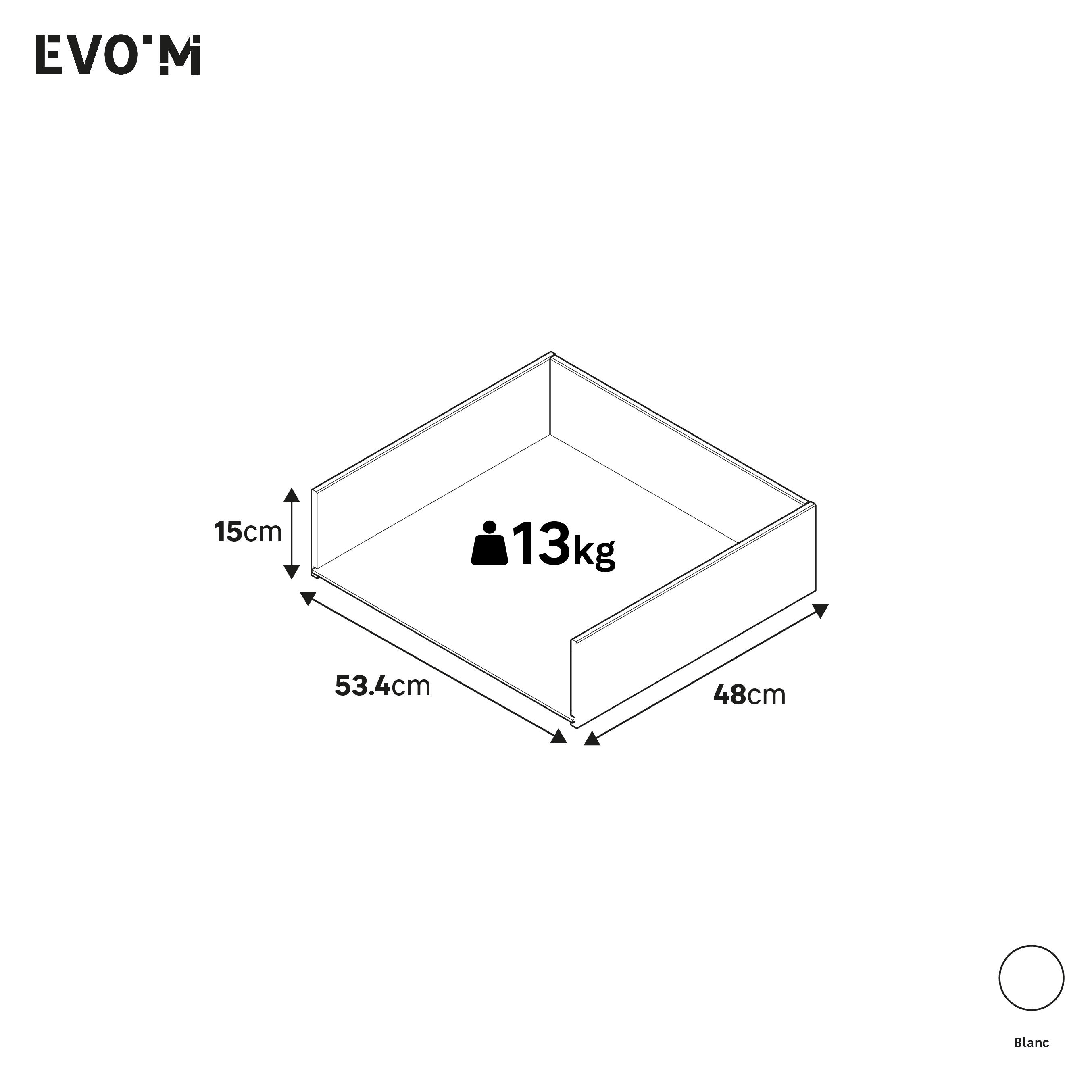 Structure de tiroir blanc H15XL53.4XP48cm pour caisson SPACEO Evo'M L60XP54cm - 2