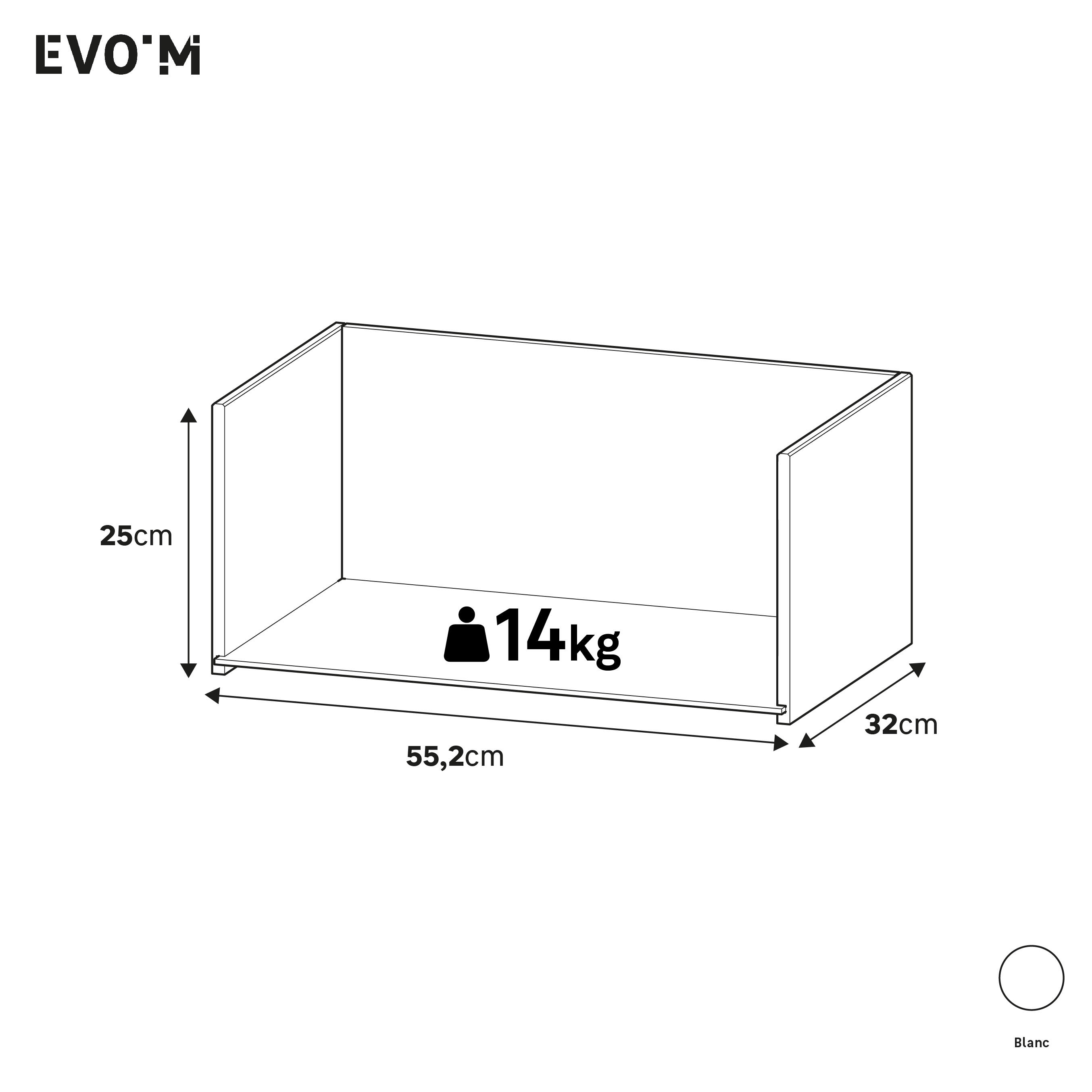 Structure de tiroir blanc H25XL55.2XP32cm pour caisson SPACEO Evo'M L60XP38cm - 2