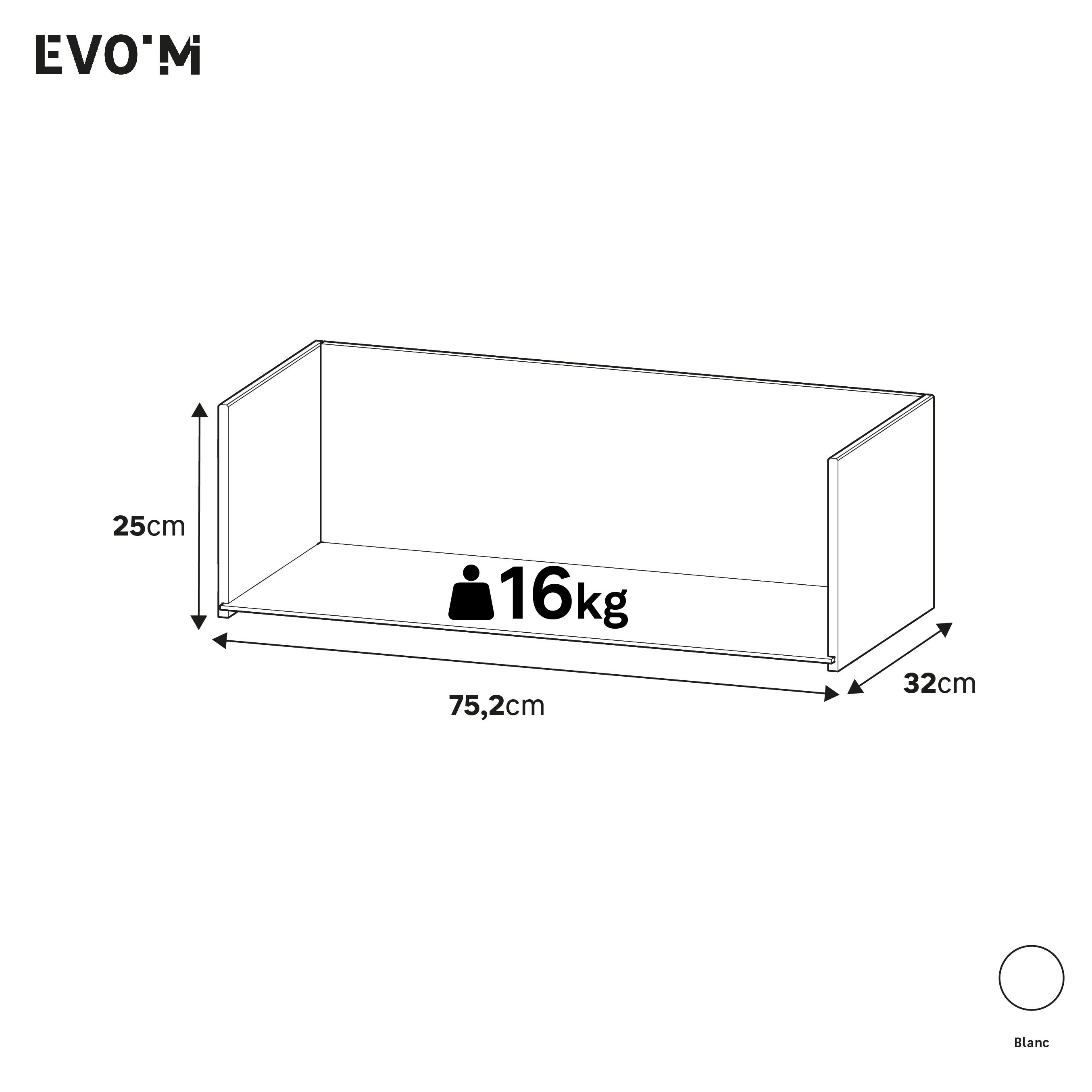 Structure de tiroir blanc H25XL75.2XP32cm pour caisson SPACEO Evo'M L80XP38cm - 2