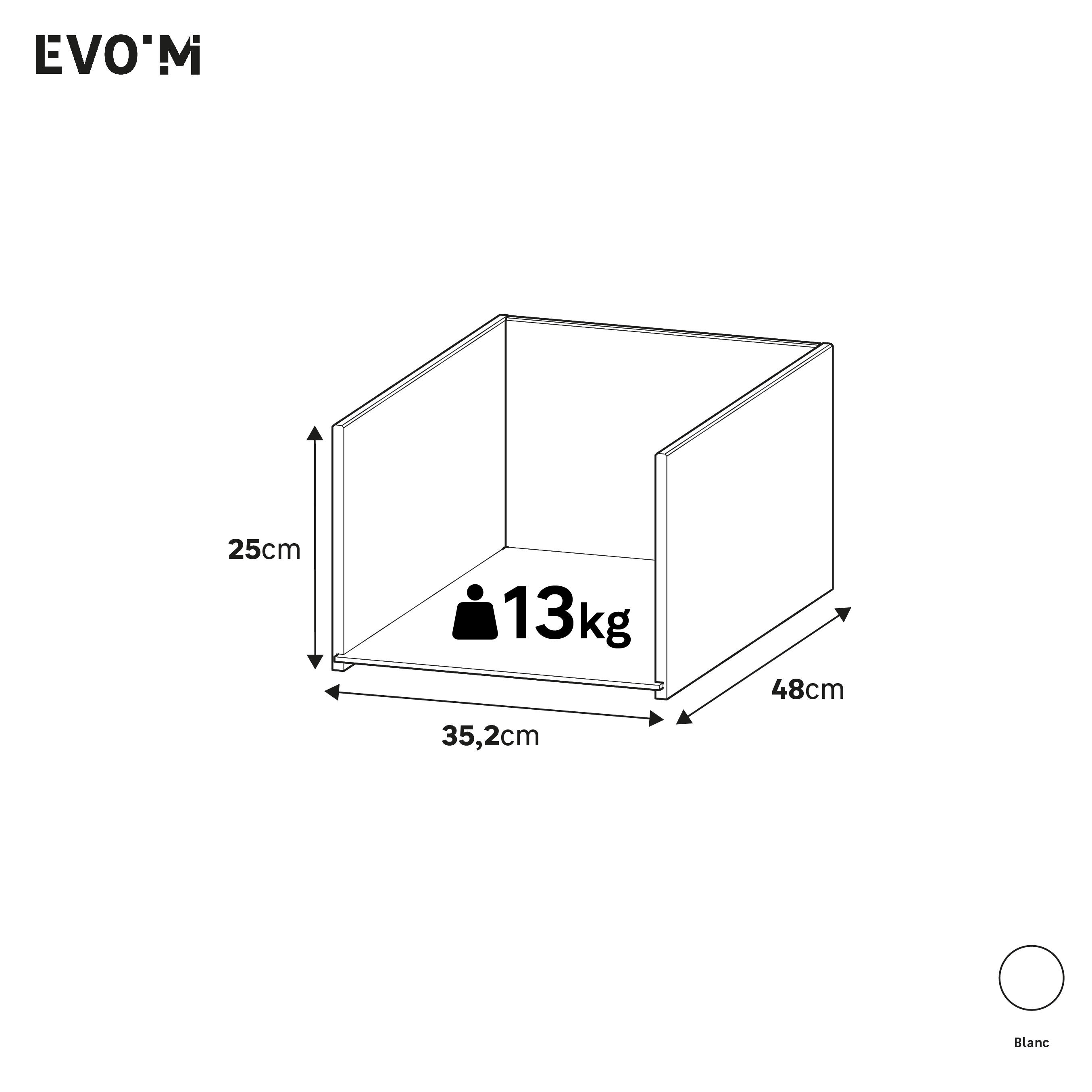 Structure de tiroir blanc H25XL35.2XP48cm pour caisson SPACEO Evo'M L40XP54cm - 2