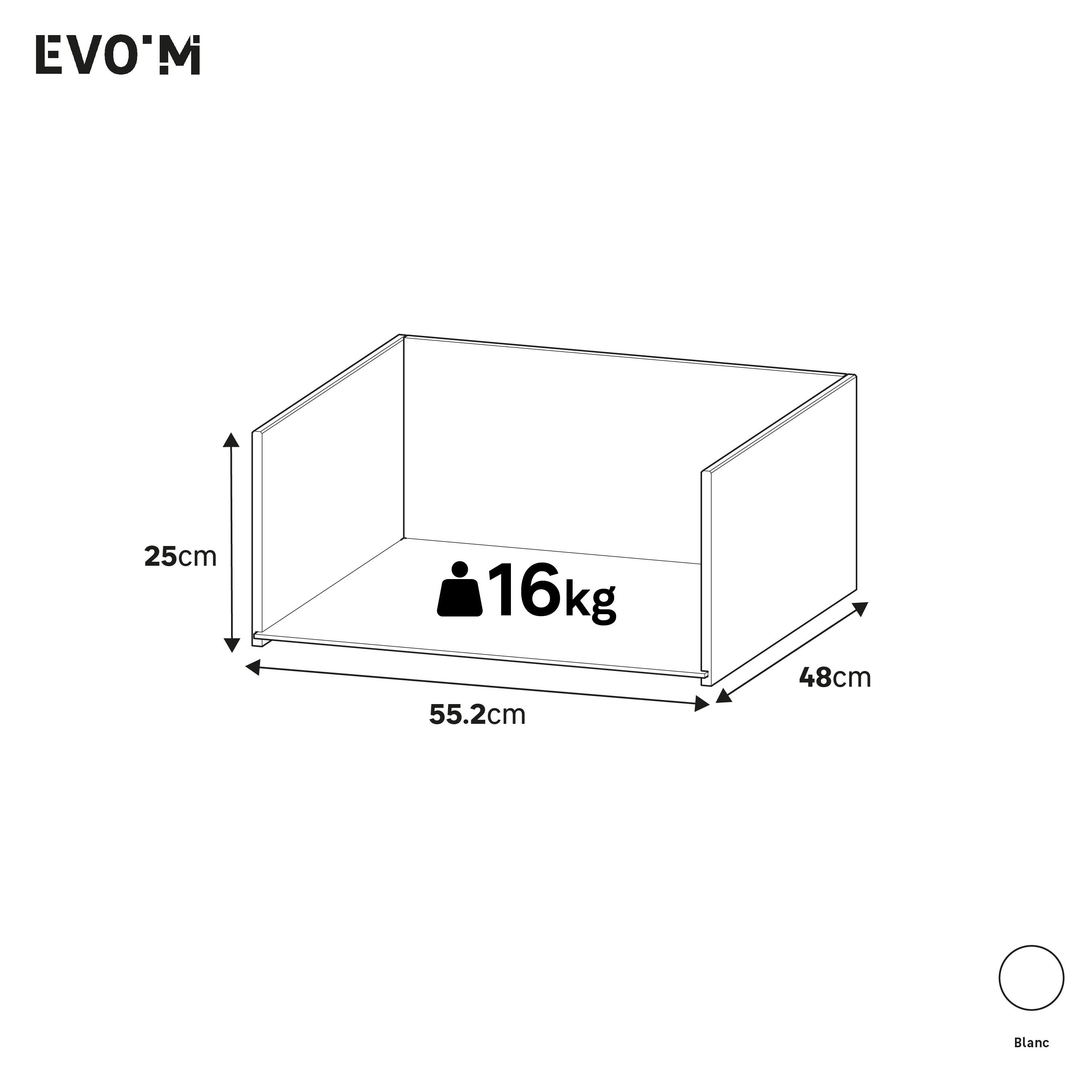 Structure de tiroir blanc H25XL55.2XP48cm pour caisson SPACEO Evo'M L60XP54cm - 2