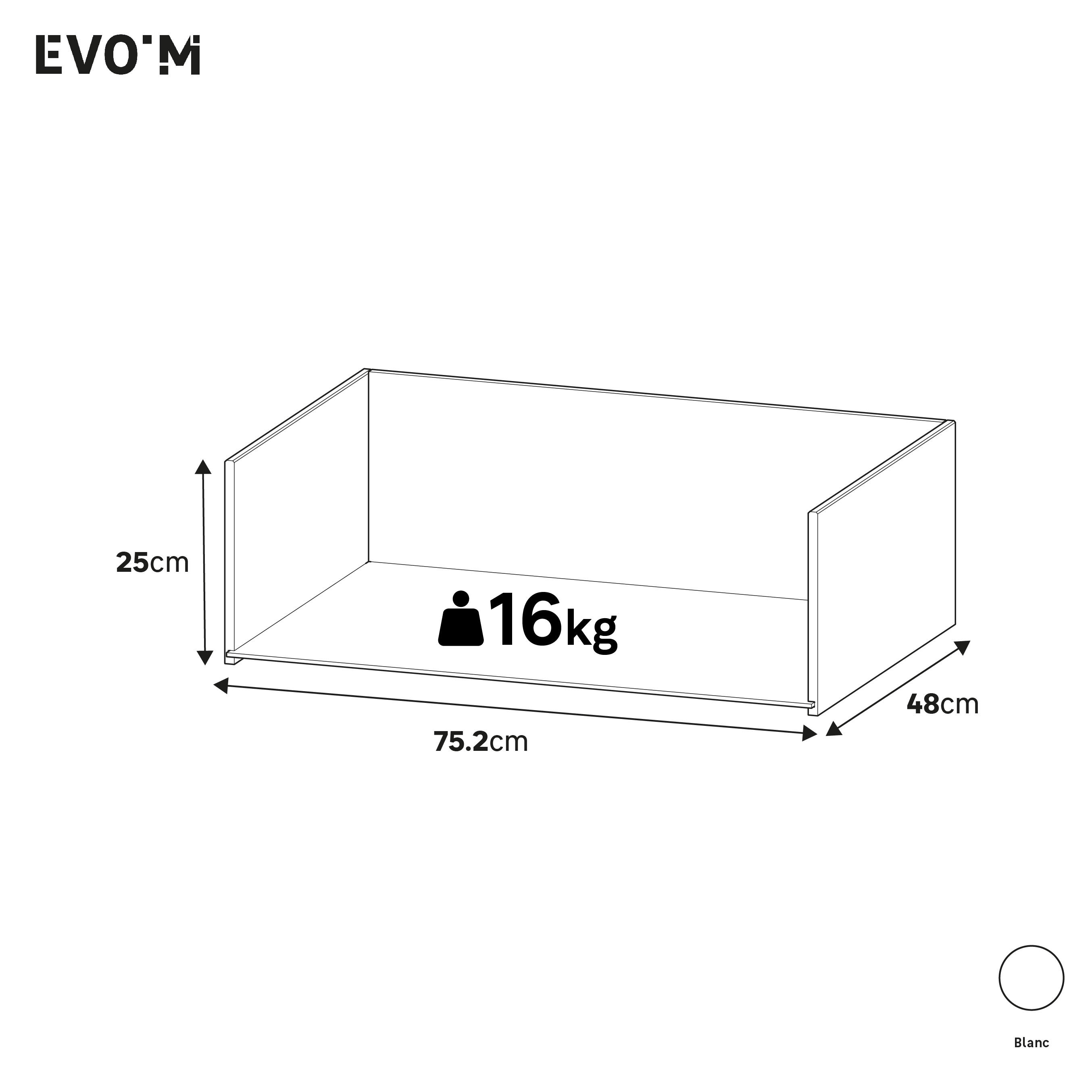 Structure de tiroir blanc H25XL75.2XP48cm pour caisson SPACEO Evo'M L80XP54cm - 5