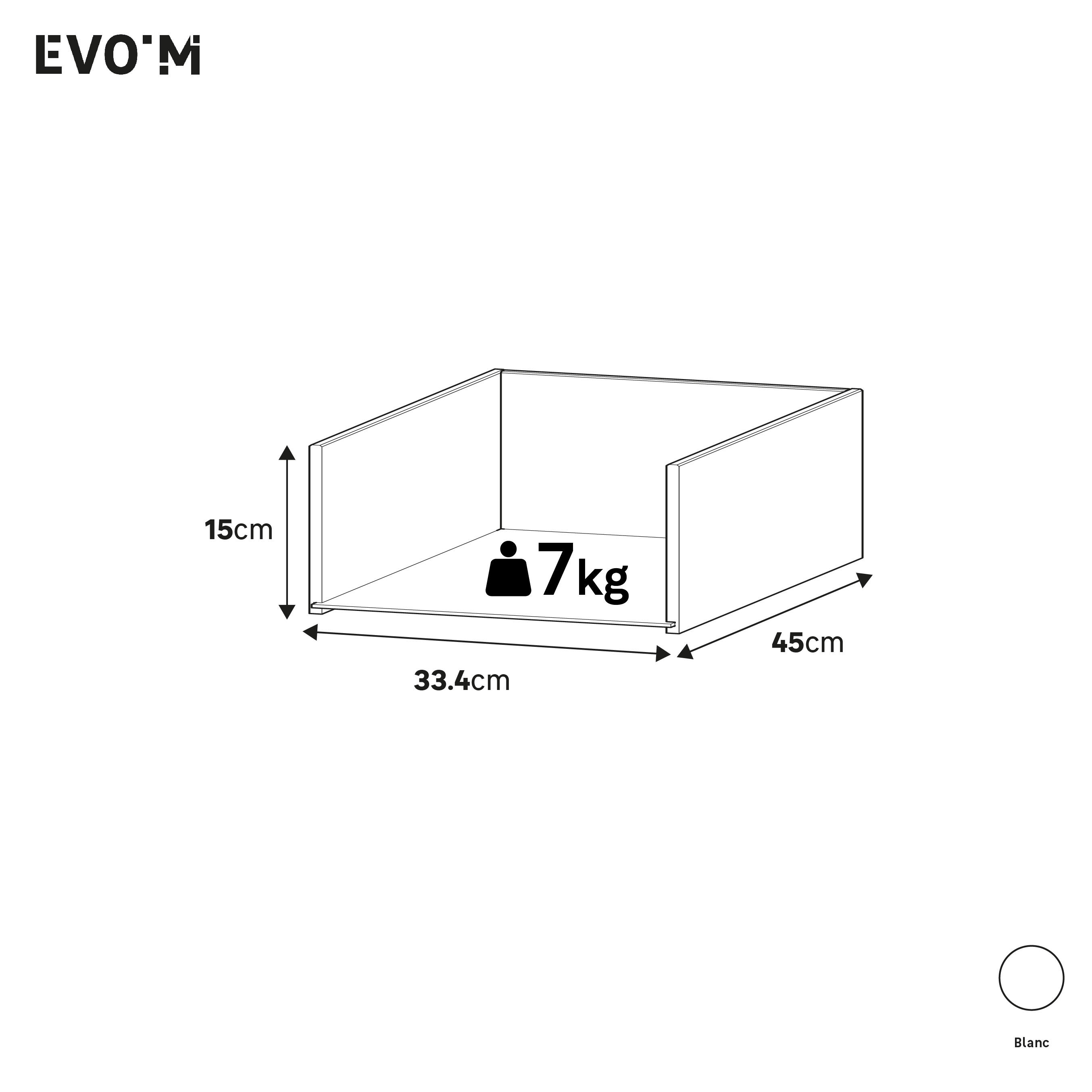 Structure de tiroir blanc H15XL33.4XP45cm pour caisson SPACEO Evo'M L40XP50cm - 2