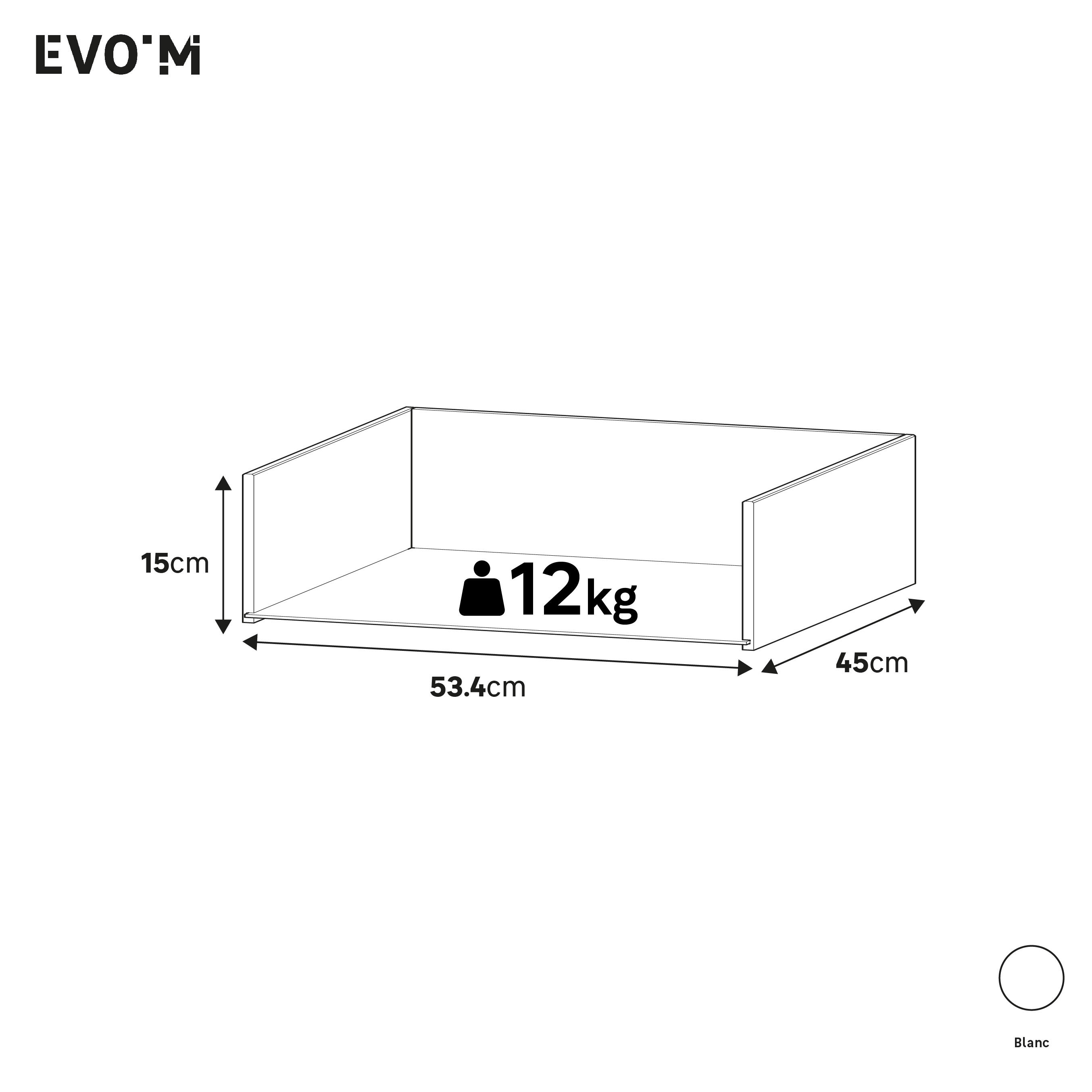 Structure de tiroir blanc H15XL53.4XP45cm pour caisson SPACEO Evo'M L60XP50cm - 2