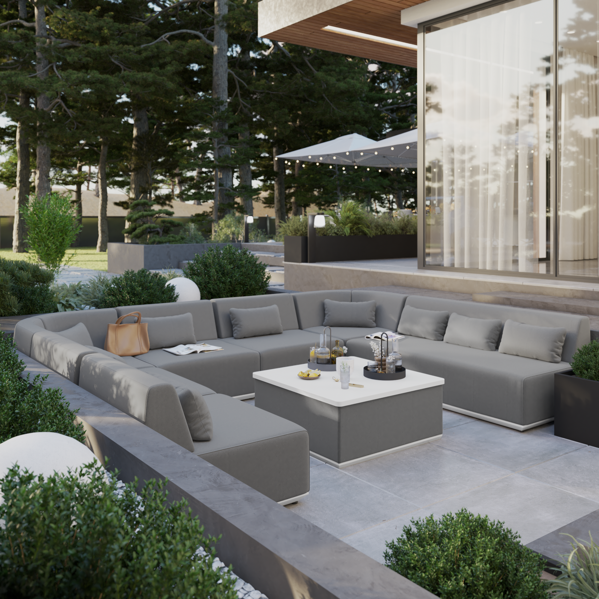 Módulo sofá simples jardim cinzento Neptune Naterial - 5