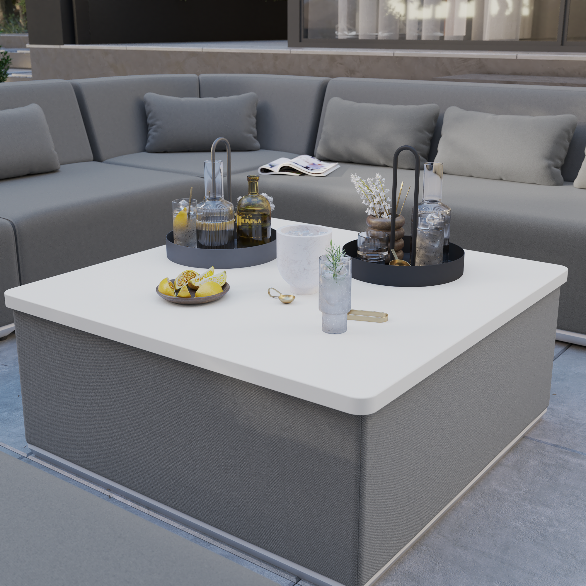 Table basse coffre en aluminium, blanc NeptuneNATERIAL - 2