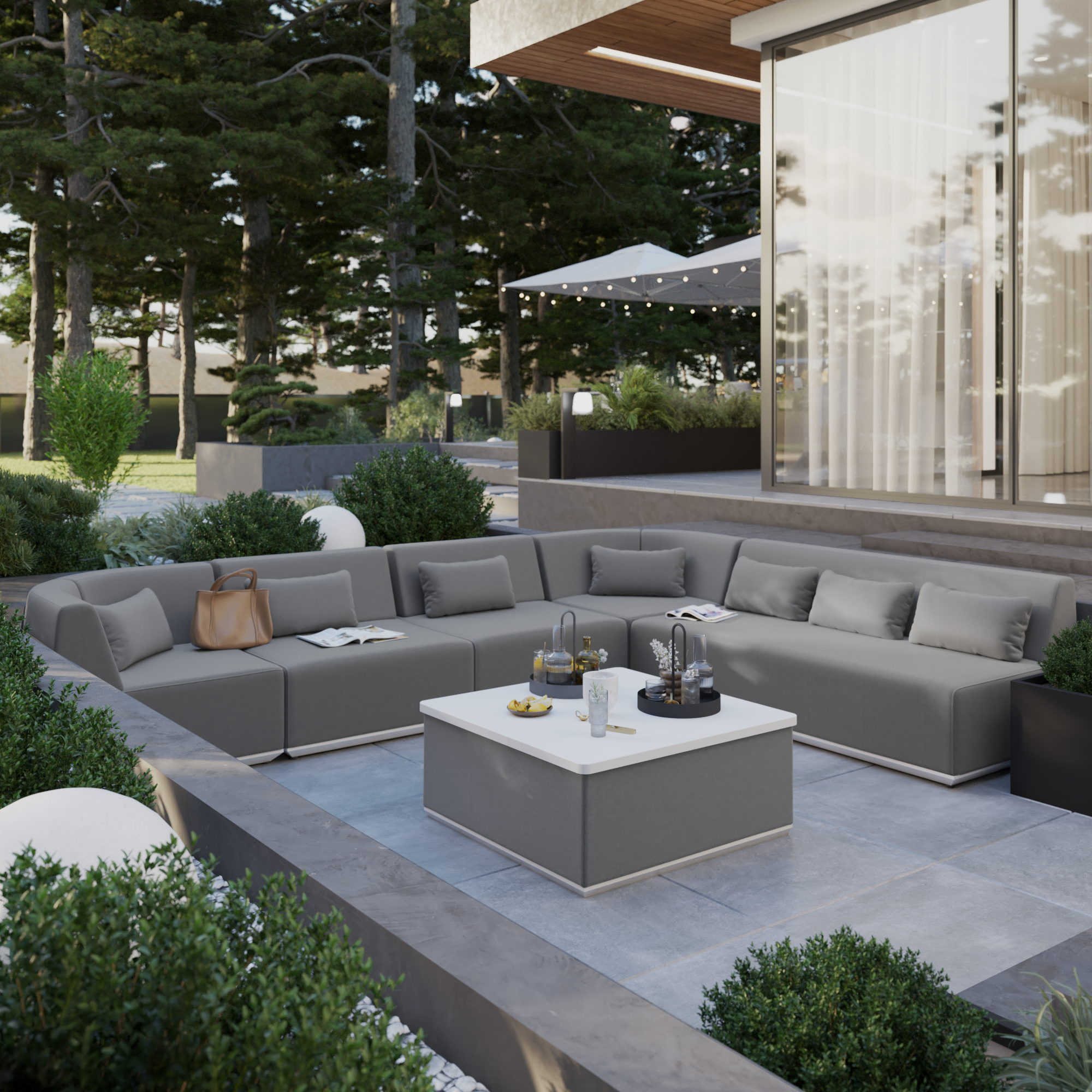 Sillón de jardín esquinero NATERIAL Neptune de aluminio gris - 3