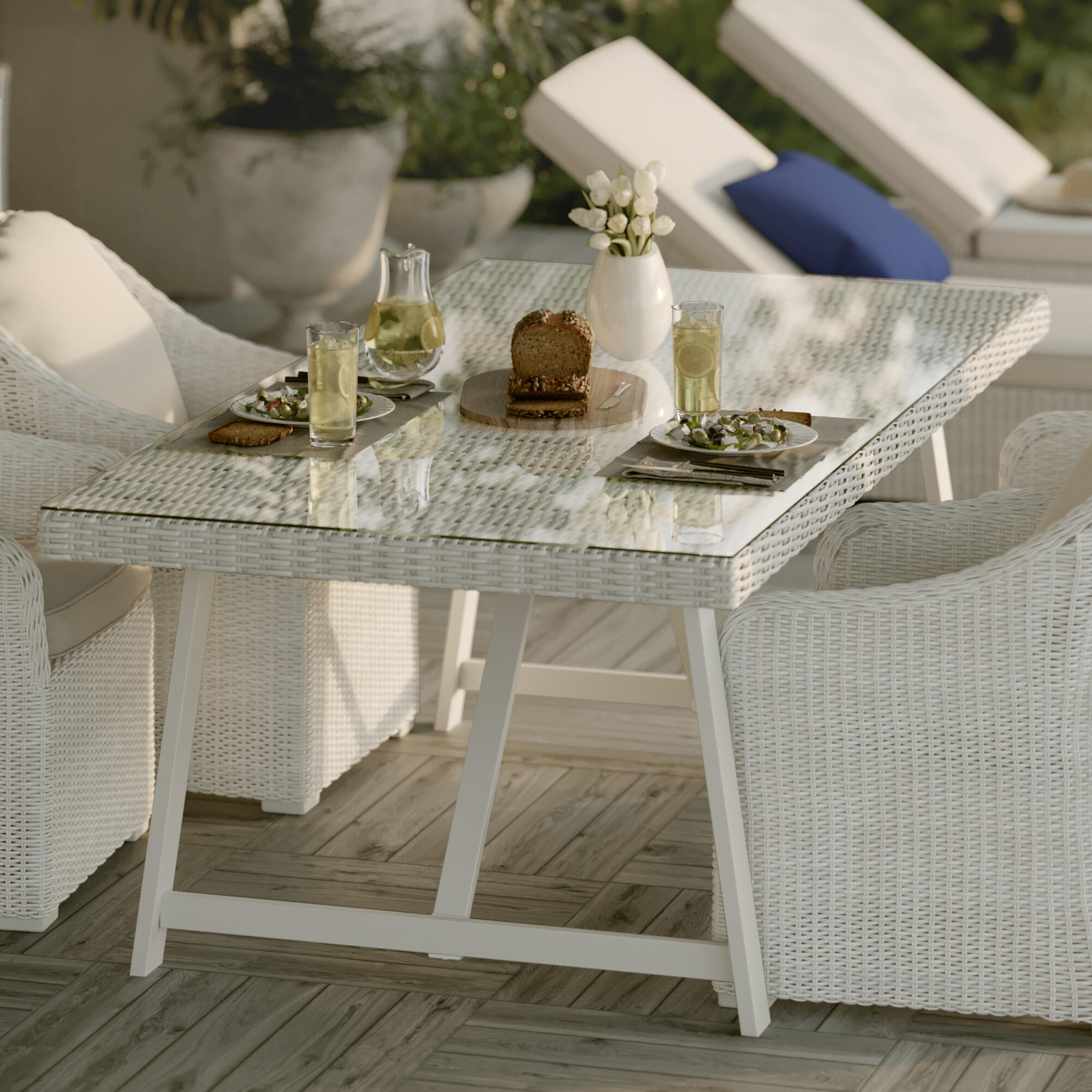 Mesa de jardín NATERIAL Luma de aluminio blanco de 101.5 x 75 x 201.5 cm - 2