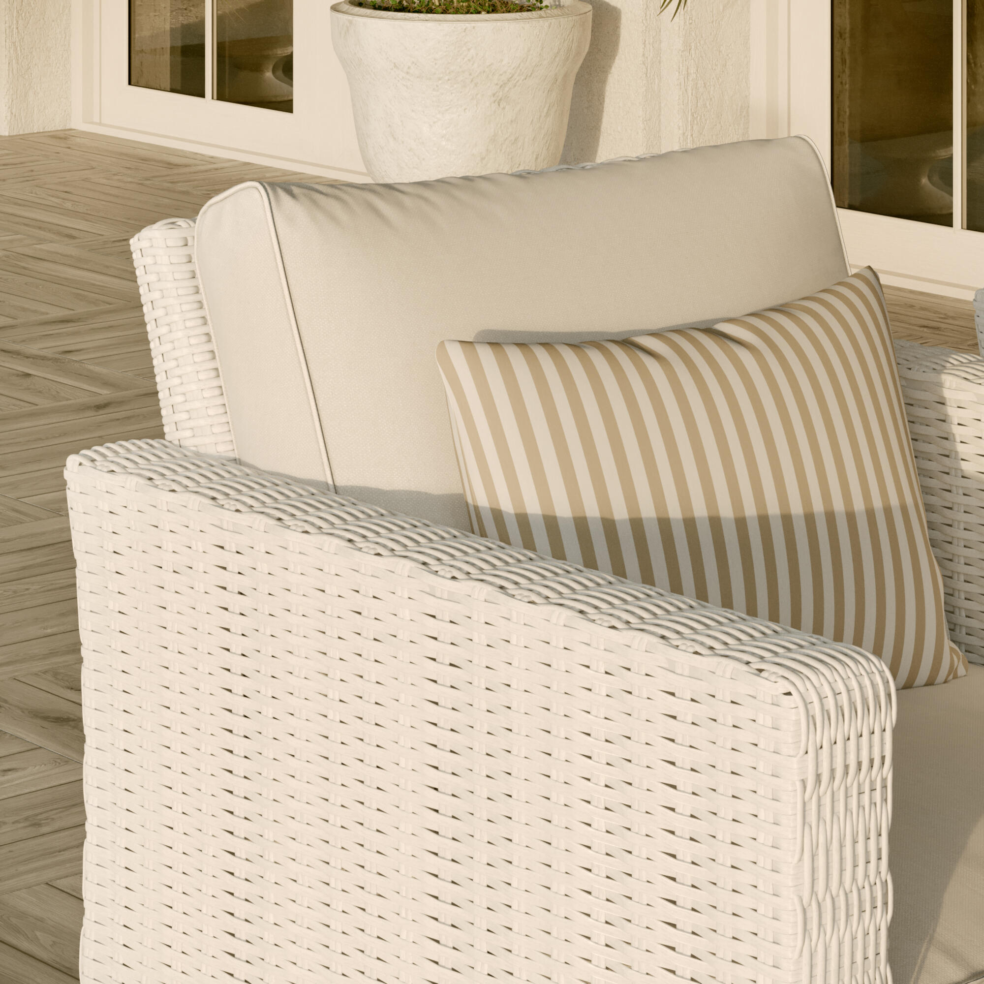 Poltrona da giardino con cuscino bianco e braccioli Luma NATERIAL da 2 posti, struttura in alluminio seduta in alluminio bianco, L 78 x H 79.5 x P 78.5 cm, set da 2 pezzi - 8