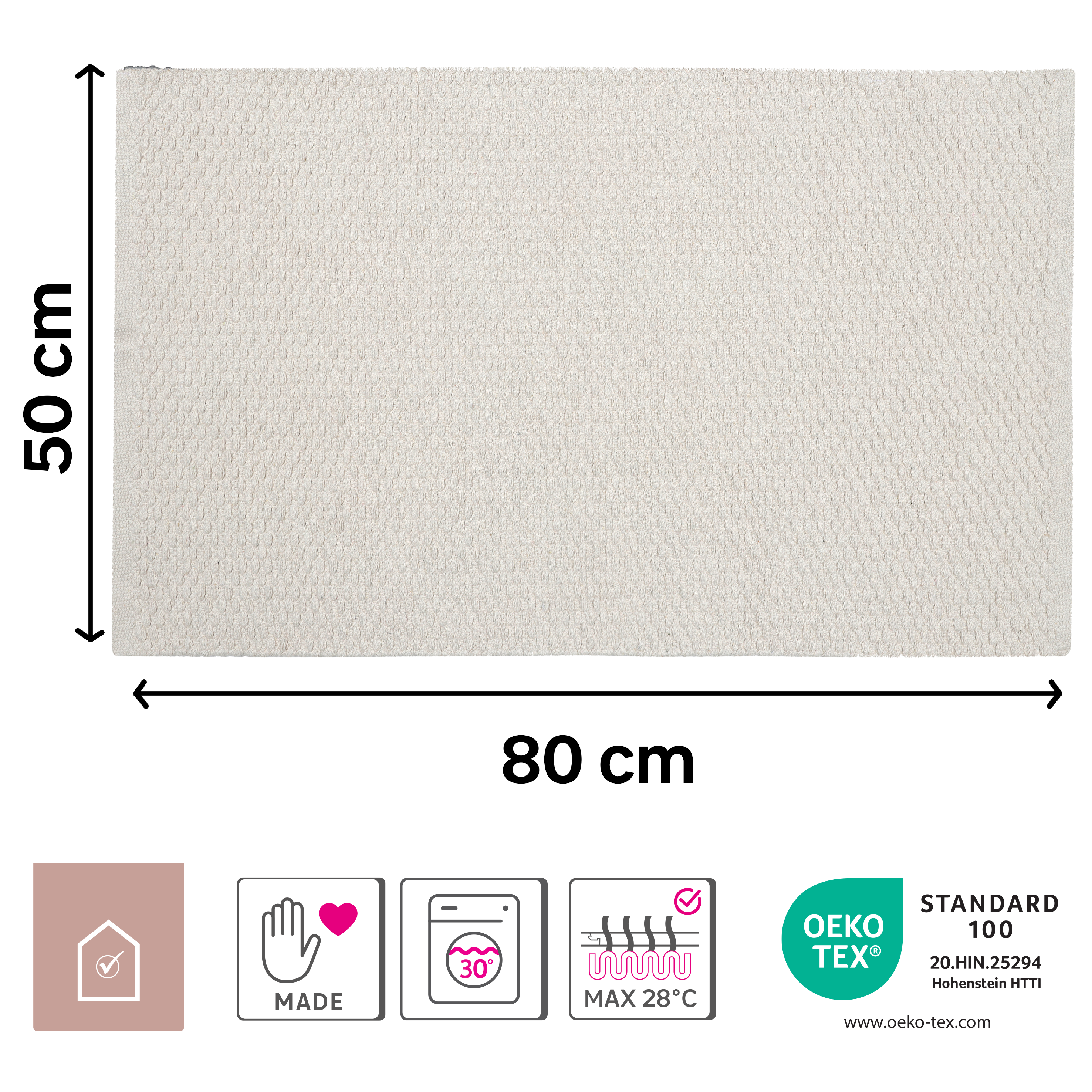 Tapis intérieur coton uni Sachal, l.50 x L.80 cm - 2