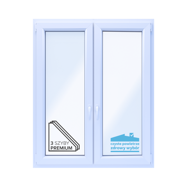 Okno PCV 3-szybowe fasadowe O33S białe 1165x1435 otwierane do wewnątrz lewe TROCAL 76MD Witraż