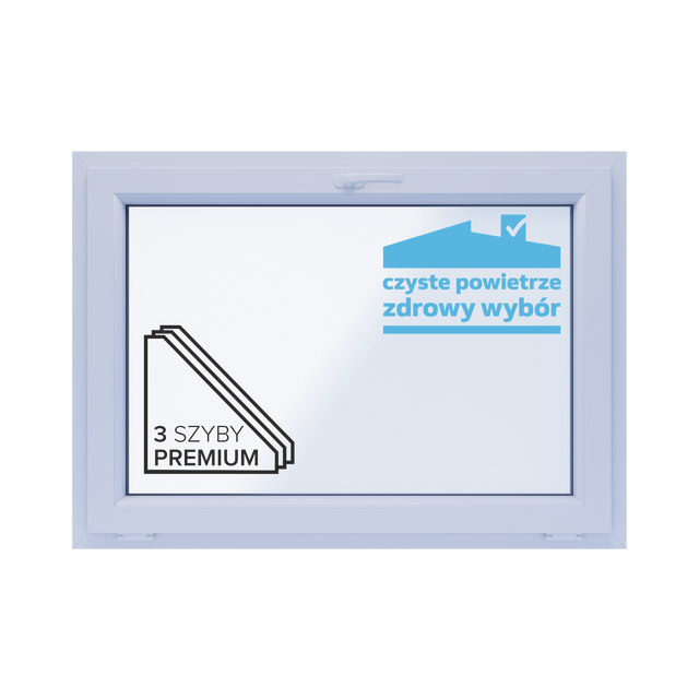 Okno PCV 3-szybowe fasadowe O6 białe 1165x835 mm uchylne do wewnątrz TROCAL 76MD Witraż