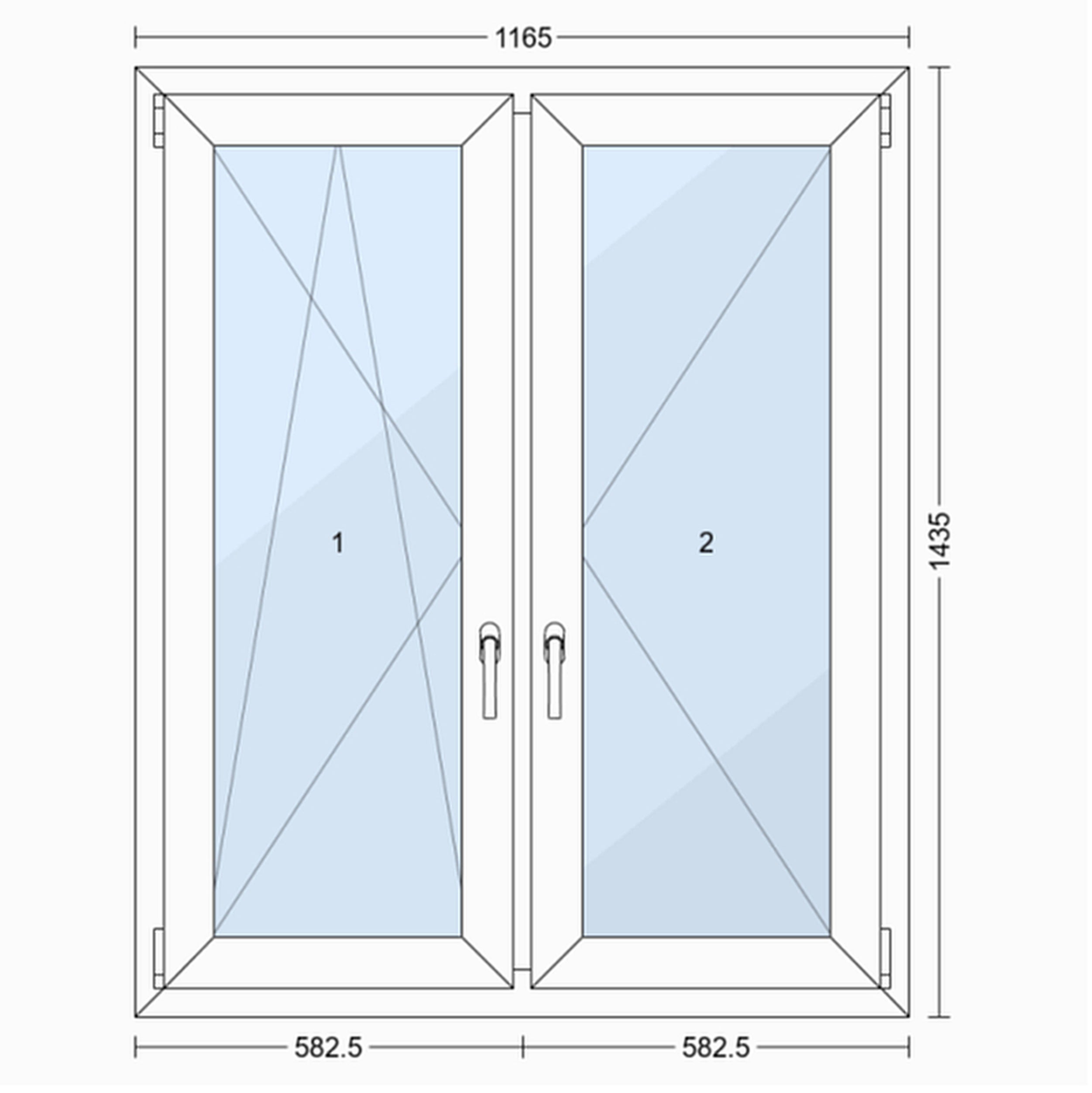 Okno PCV 3-szybowe fasadowe O33S białe 1165x1435 otwierane do wewnątrz lewe TROCAL 76MD Witraż - 2