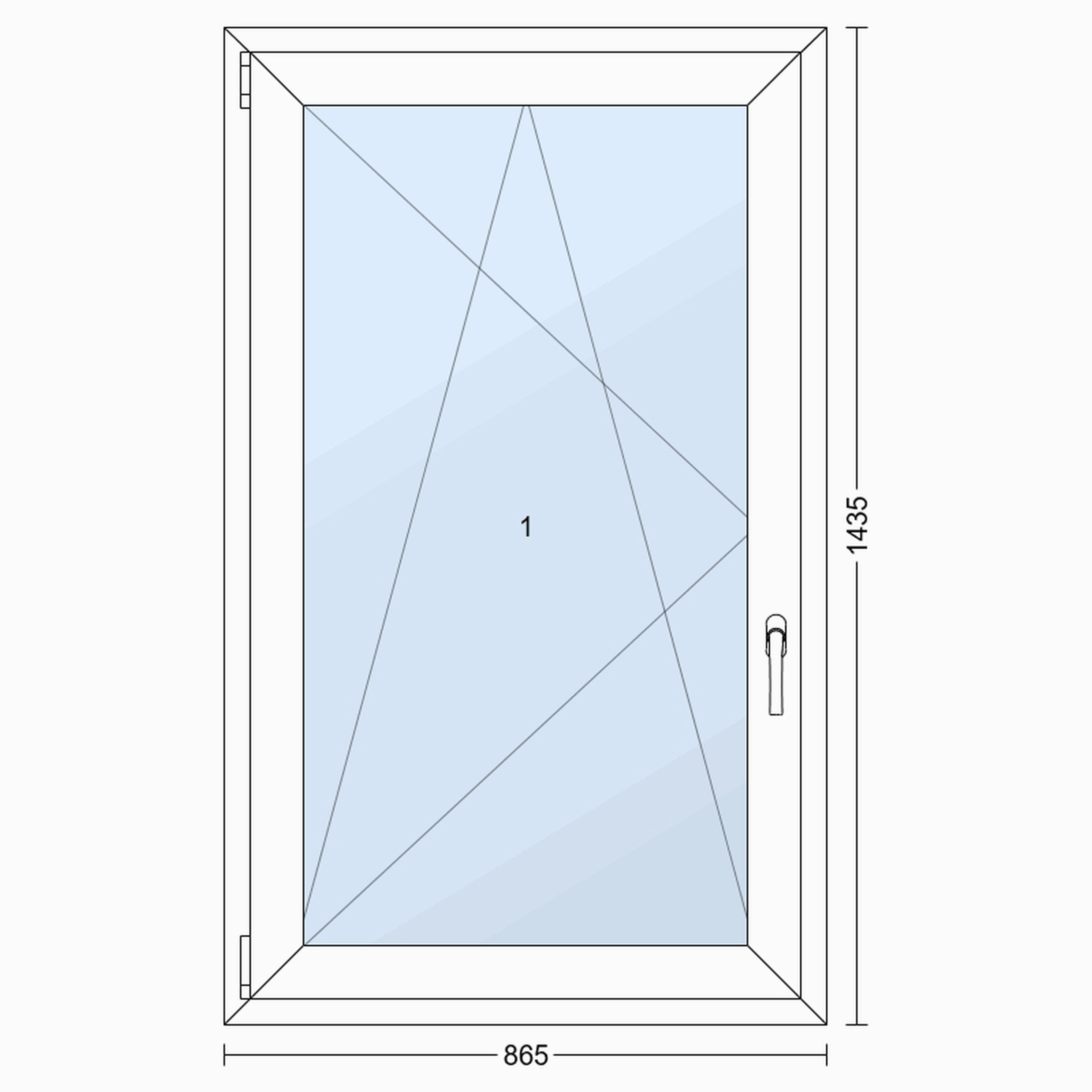 Okno PCV 3-szybowe fasadowe O31 białe 865x1435 mm otwierane do wewnątrz lewe TROCAL 76AD Witraż - 2