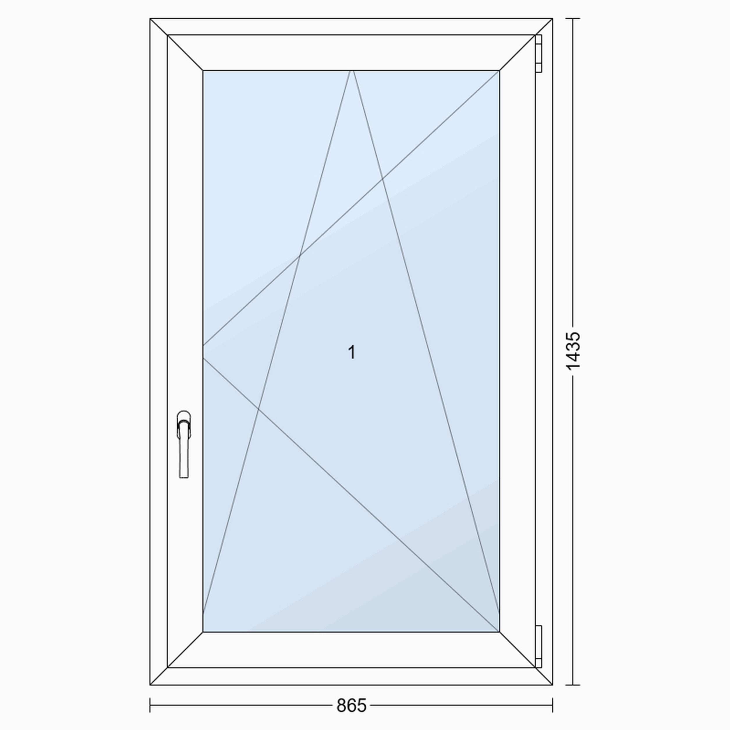 Okno PCV 3-szybowe fasadowe O30 białe 865x1435 mm otwierane do wewnątrz prawe TROCAL 76AD Witraż - 2