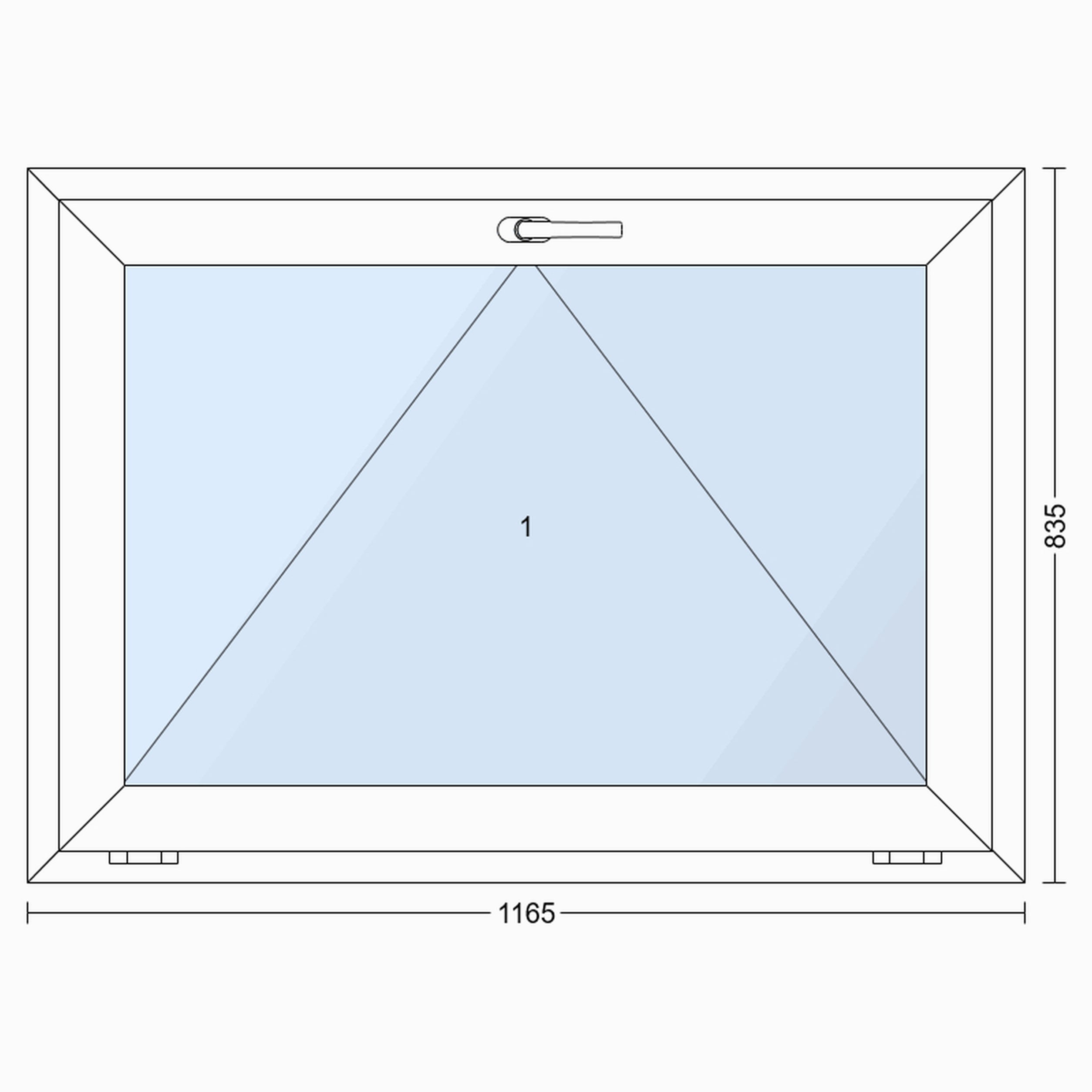 Okno PCV 3-szybowe fasadowe O6 białe 1165x835 mm uchylne do wewnątrz TROCAL 76MD Witraż - 2