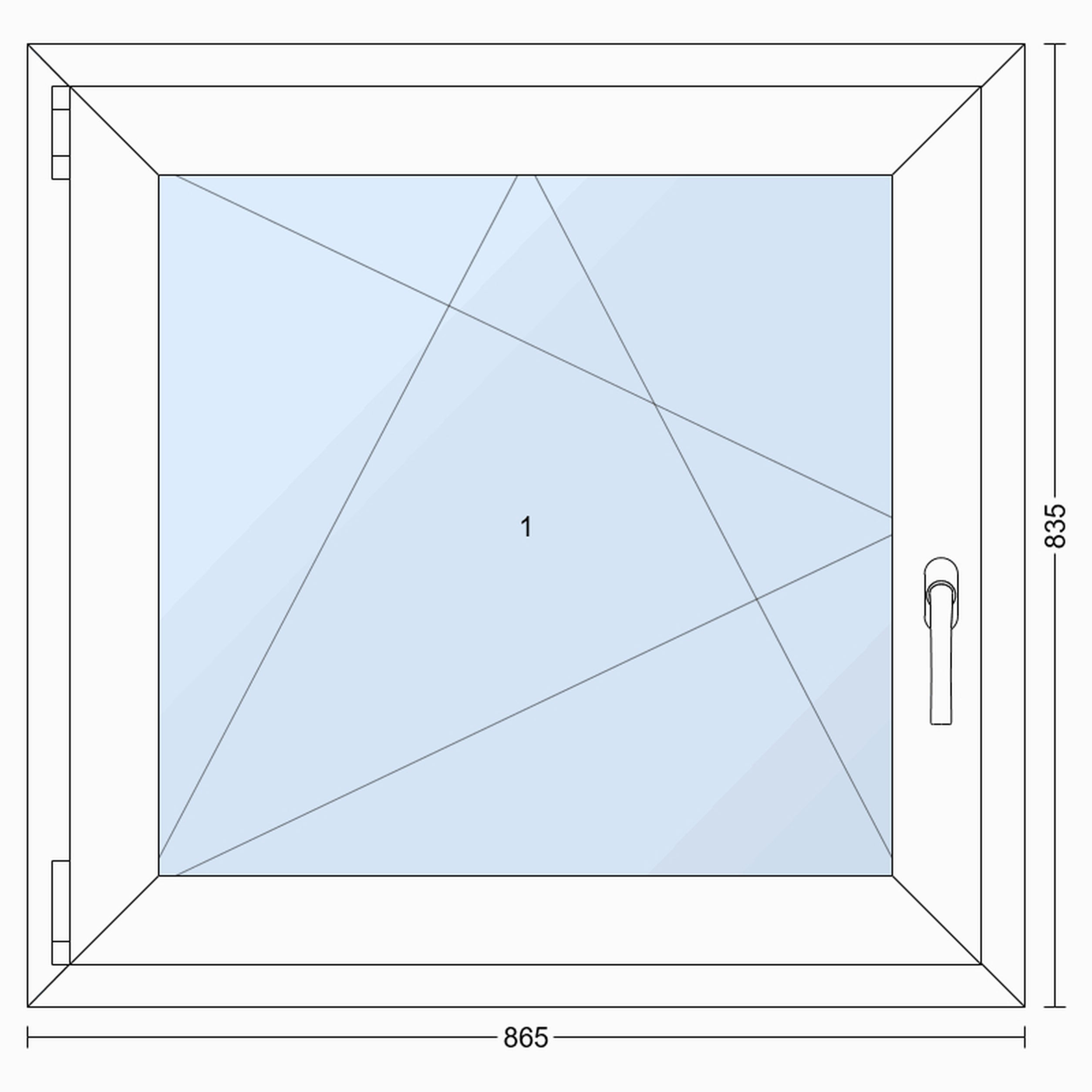 Okno PCV 3-szybowe fasadowe O5L białe 865x835 mm otwierane do wewnątrz lewe TROCAL 76MD Witraż - 2