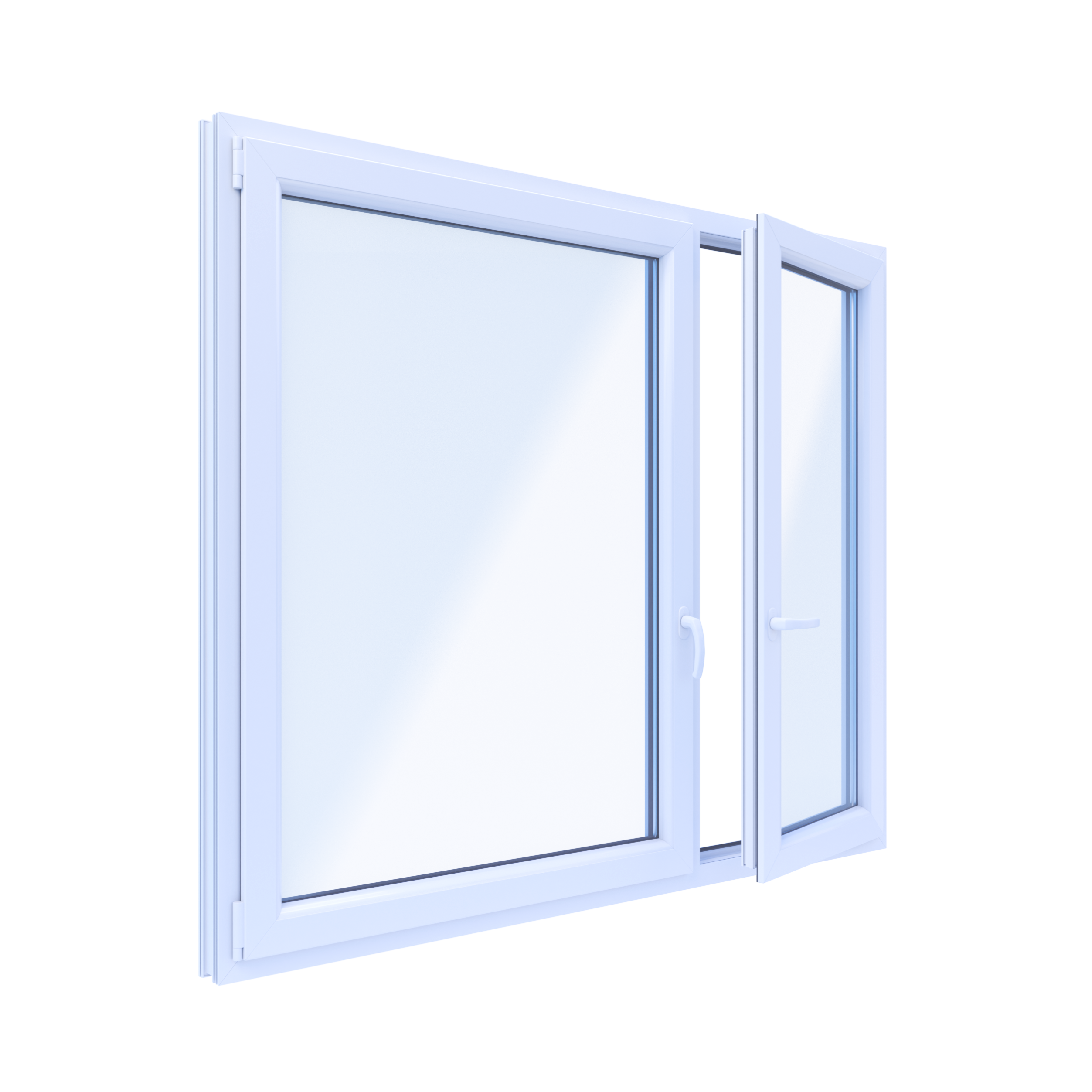 Okno PCV 3-szybowe fasadowe O36 białe 1765x1435 mm otwierane do wewnątrz prawe TROCAL 76AD Witraż - 3