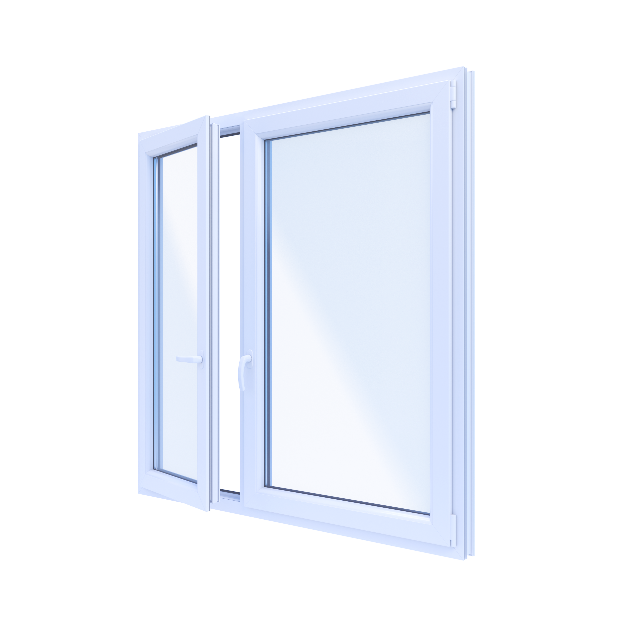 Okno PCV 3-szybowe fasadowe O35 białe 1465x1435 mm otwierane do wewnątrz lewe TROCAL 76AD Witraż - 3