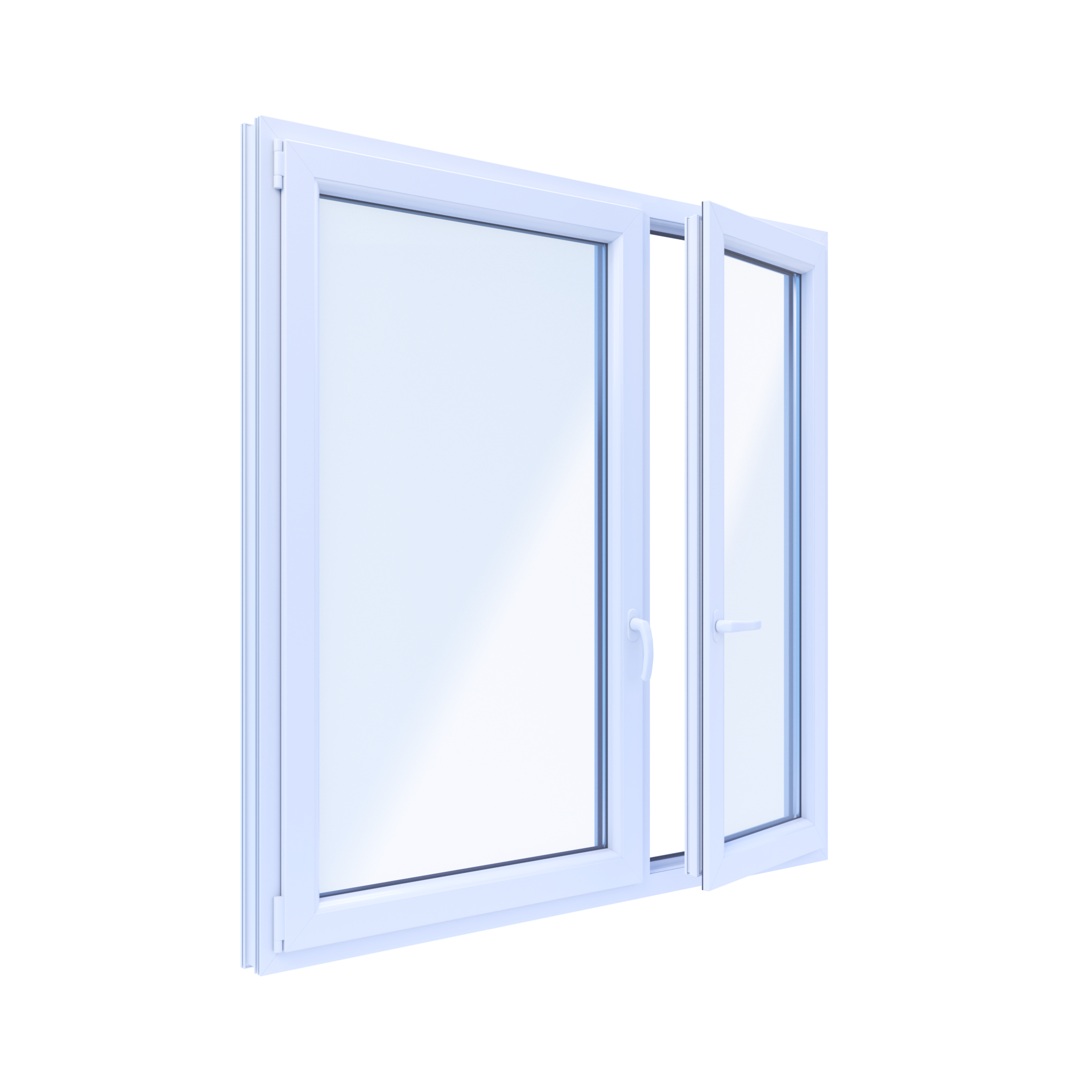 Okno PCV 3-szybowe fasadowe O34 białe 1465x1435 mm otwierane do wewnątrz prawe TROCAL 76AD Witraż - 3