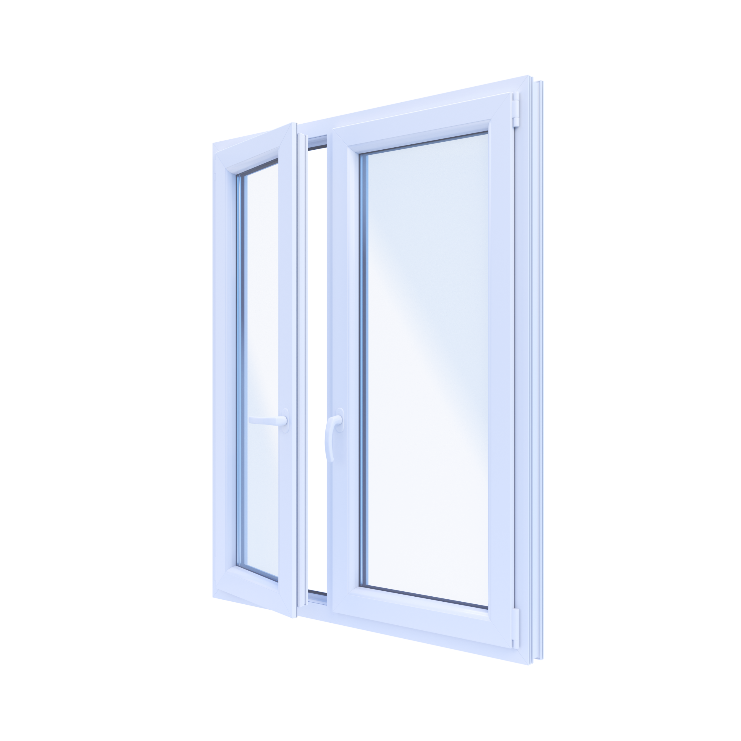 Okno PCV 3-szybowe fasadowe O33A białe 1165x1435 mm otwierane do wewnątrz lewe TROCAL 76MD Witraż - 2