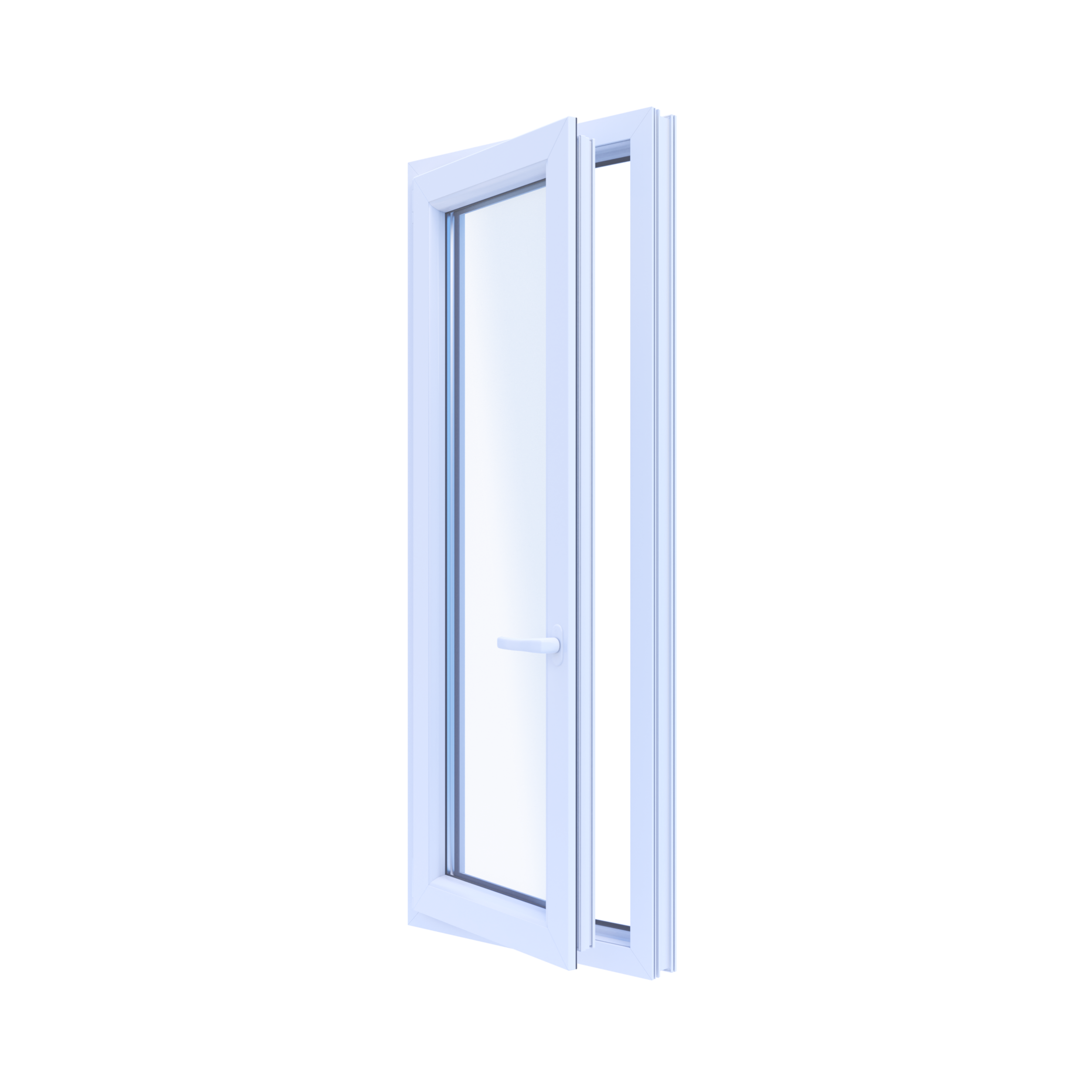 Okno PCV 3-szybowe fasadowe O27 białe 565x1435 mm otwierane do wewnątrz lewe TROCAL 76MD Witraż - 3