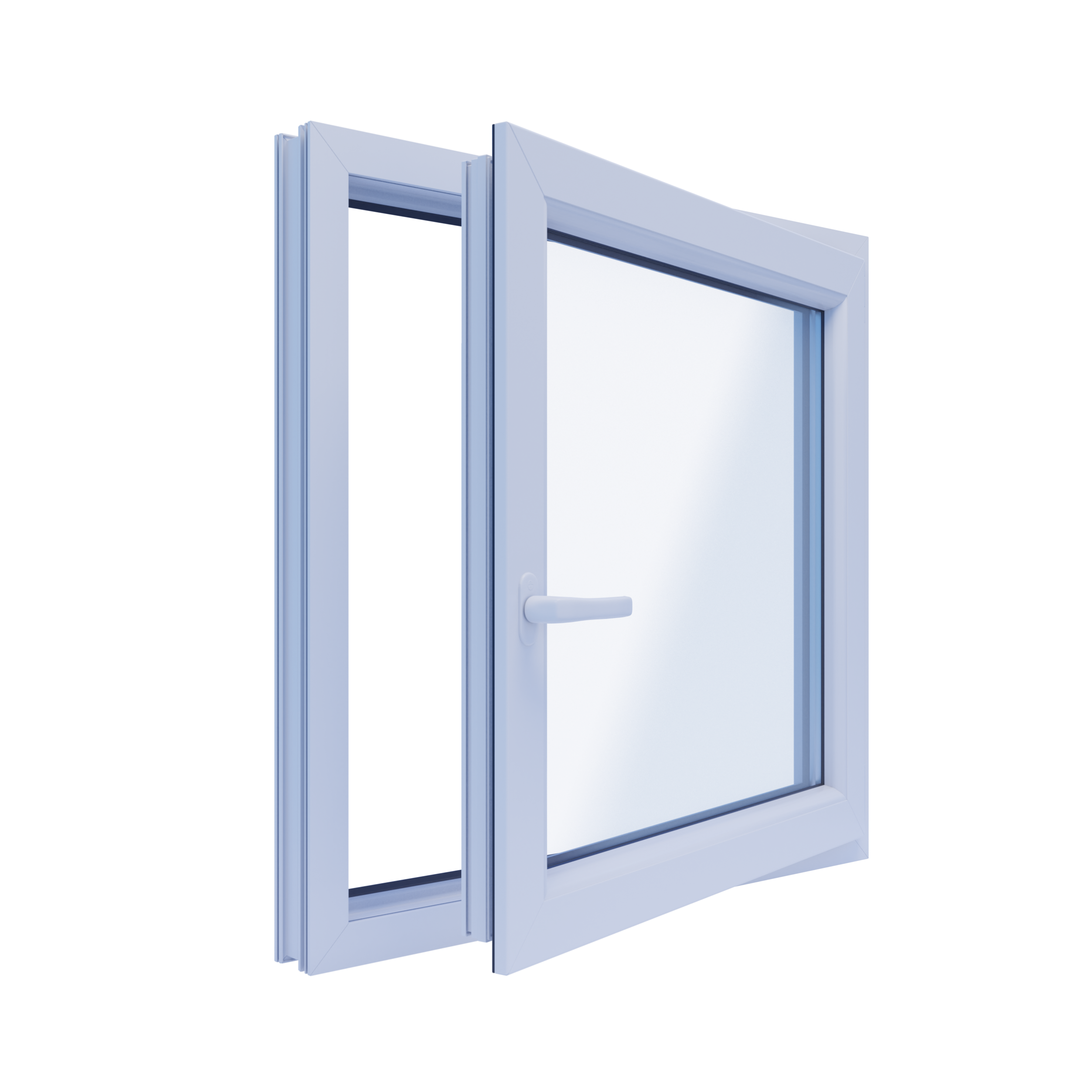 Okno PCV 3-szybowe fasadowe O5P białe 865x835 mm otwierane do wewnątrz prawe TROCAL 76MD Witraż - 3