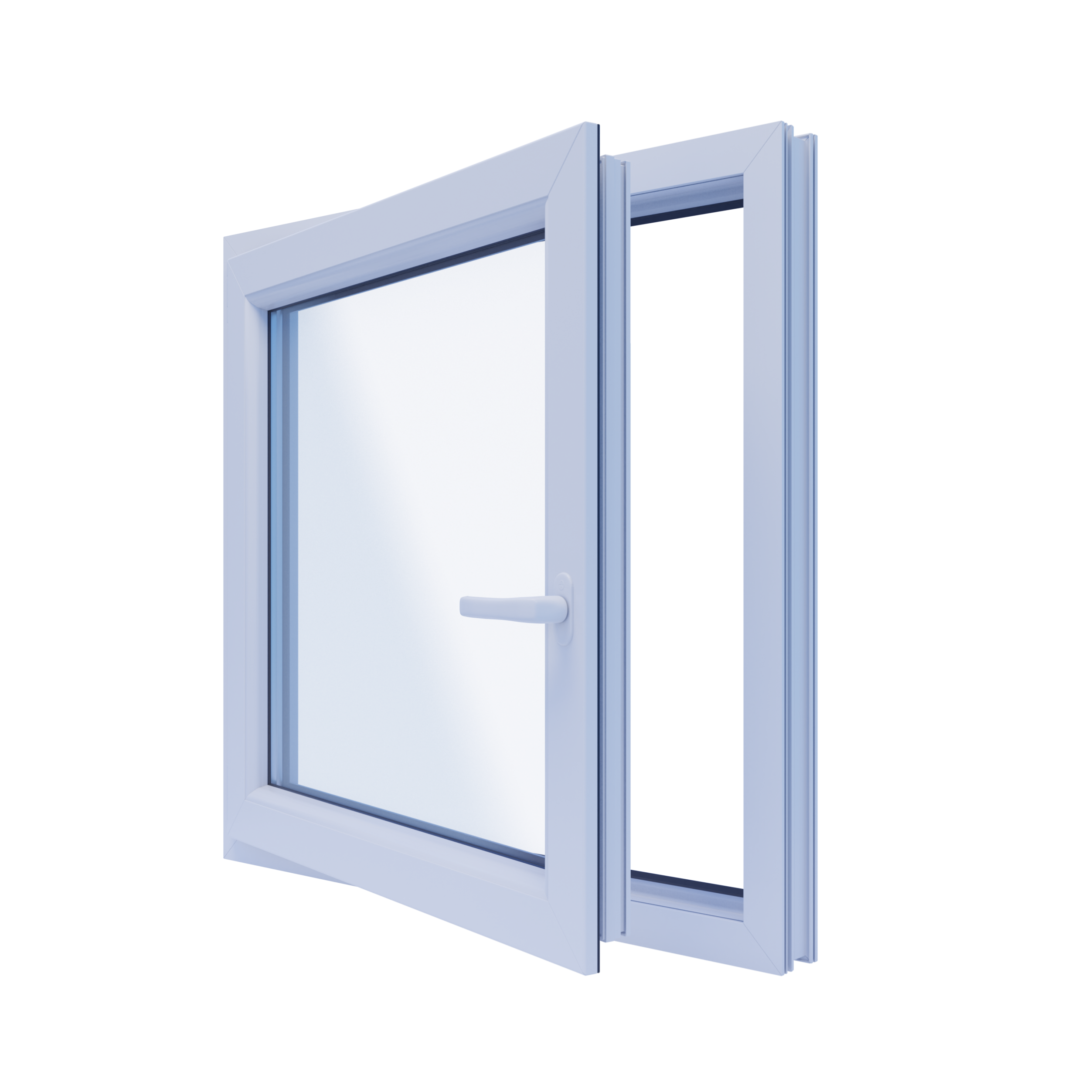 Okno PCV 3-szybowe fasadowe O5L białe 865x835 mm otwierane do wewnątrz lewe TROCAL 76MD Witraż - 3