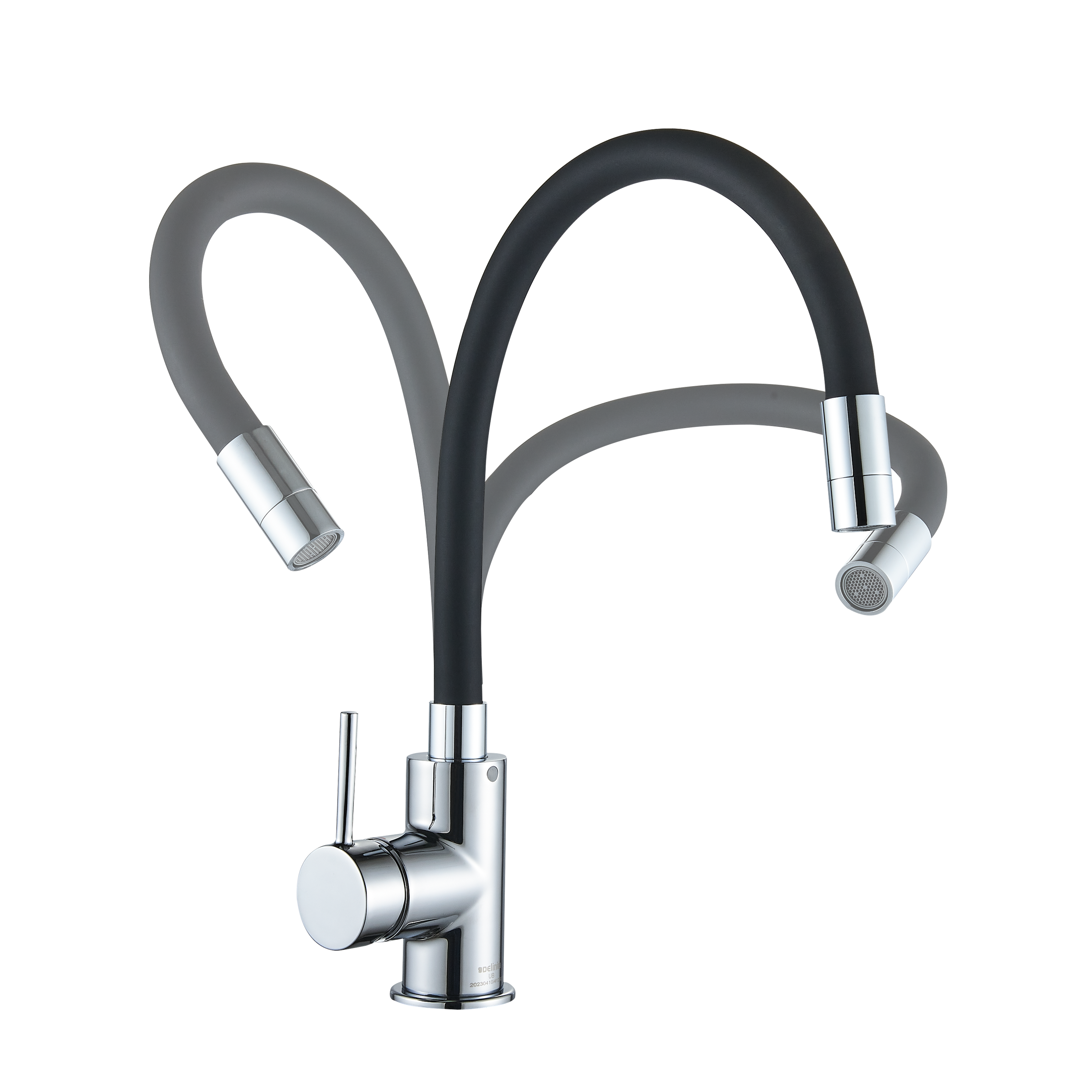 Robinet de cuisine avec bec flexible DELINIA Eleki noir / chrome - 3