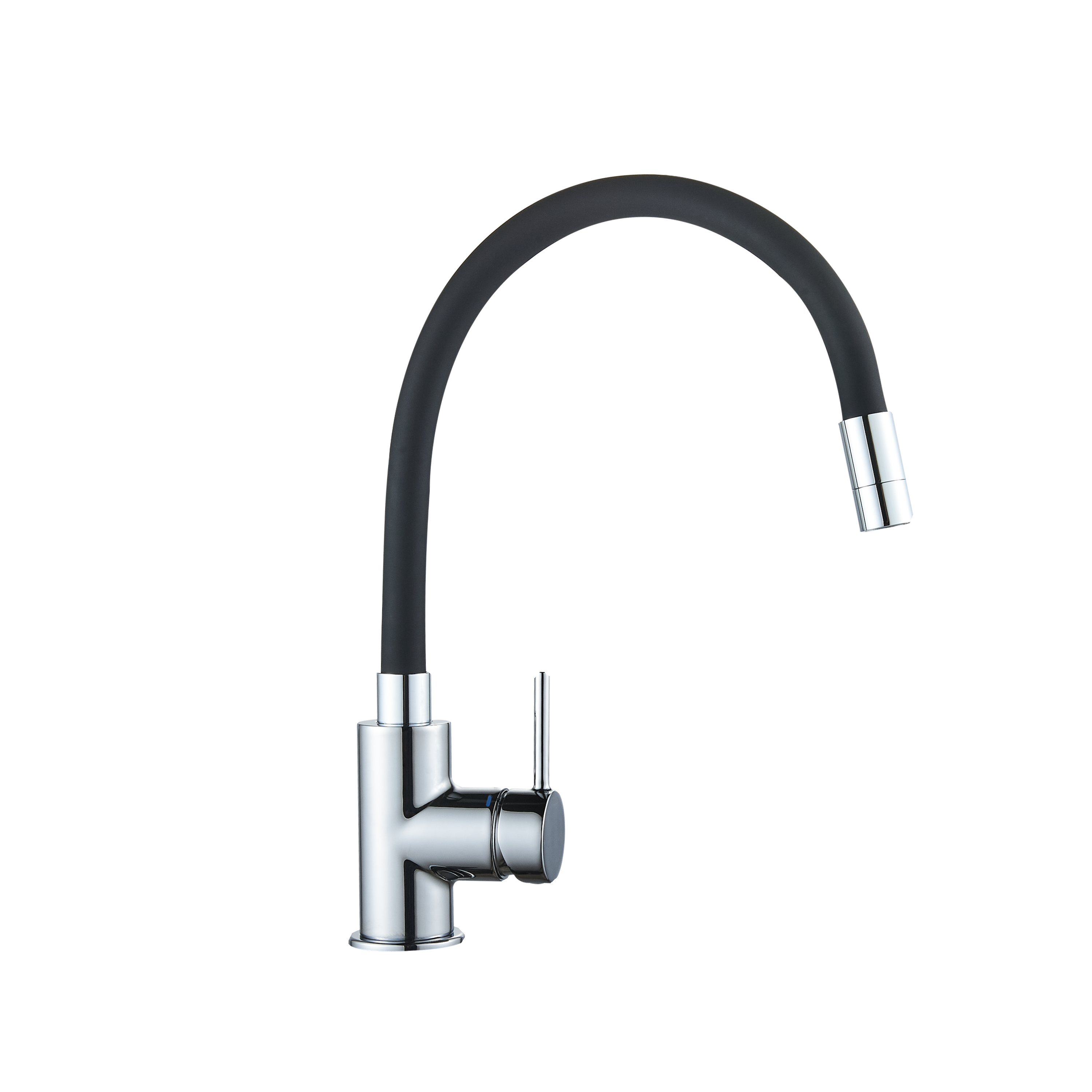 Grifo de cocina monomando caño alto flexible delinia eleki negro/cromado