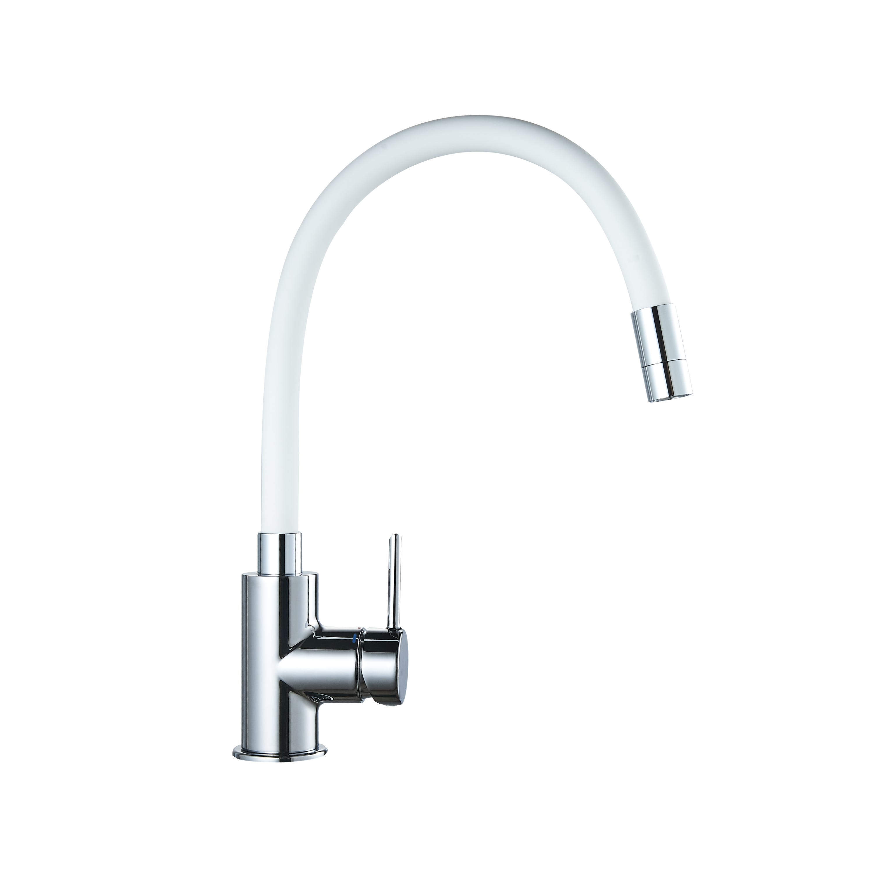 Grifo de cocina monomando caño alto flexible DELINIA Eleki blanco